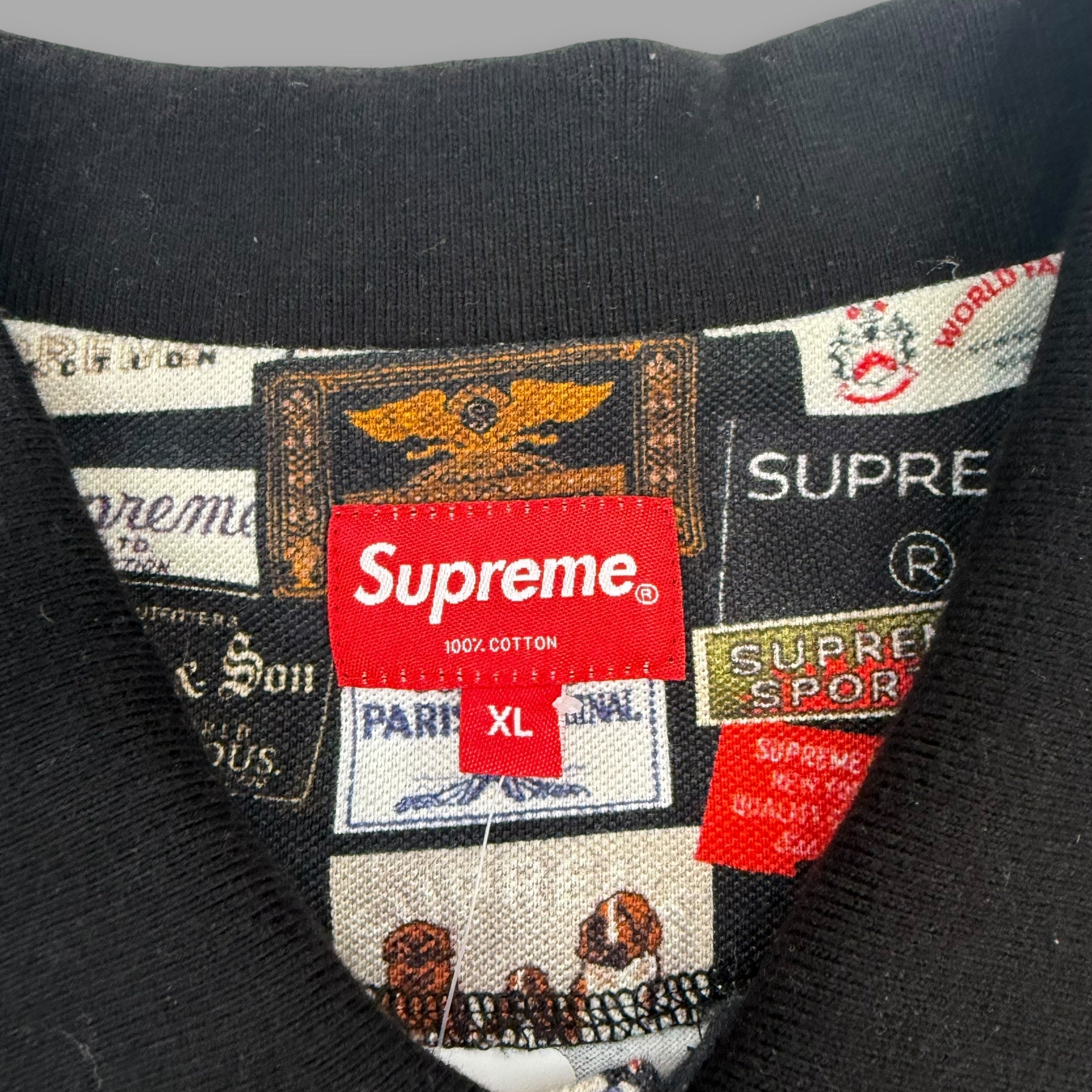 Supreme SS21 monogram labels polo shirt (XL)