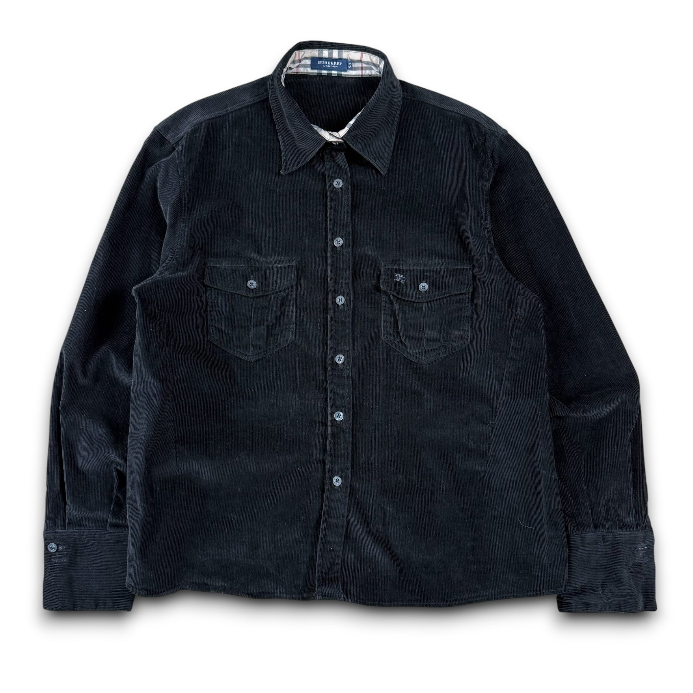 Burberry 2000's nova check collar fitted corduroy shirt (S)