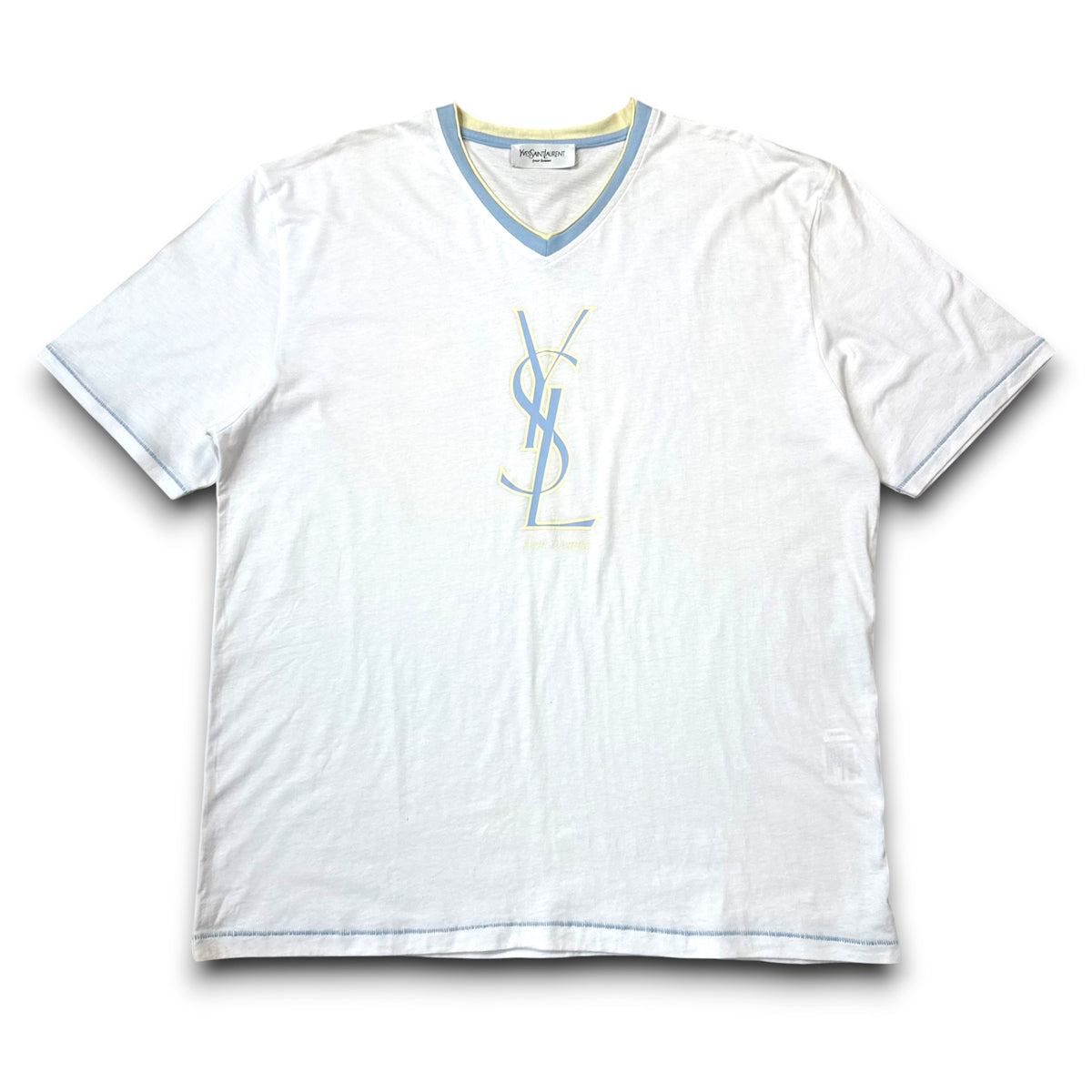 Yves saint laurent 2000's screen print graphic YSL v-neck tee (L)