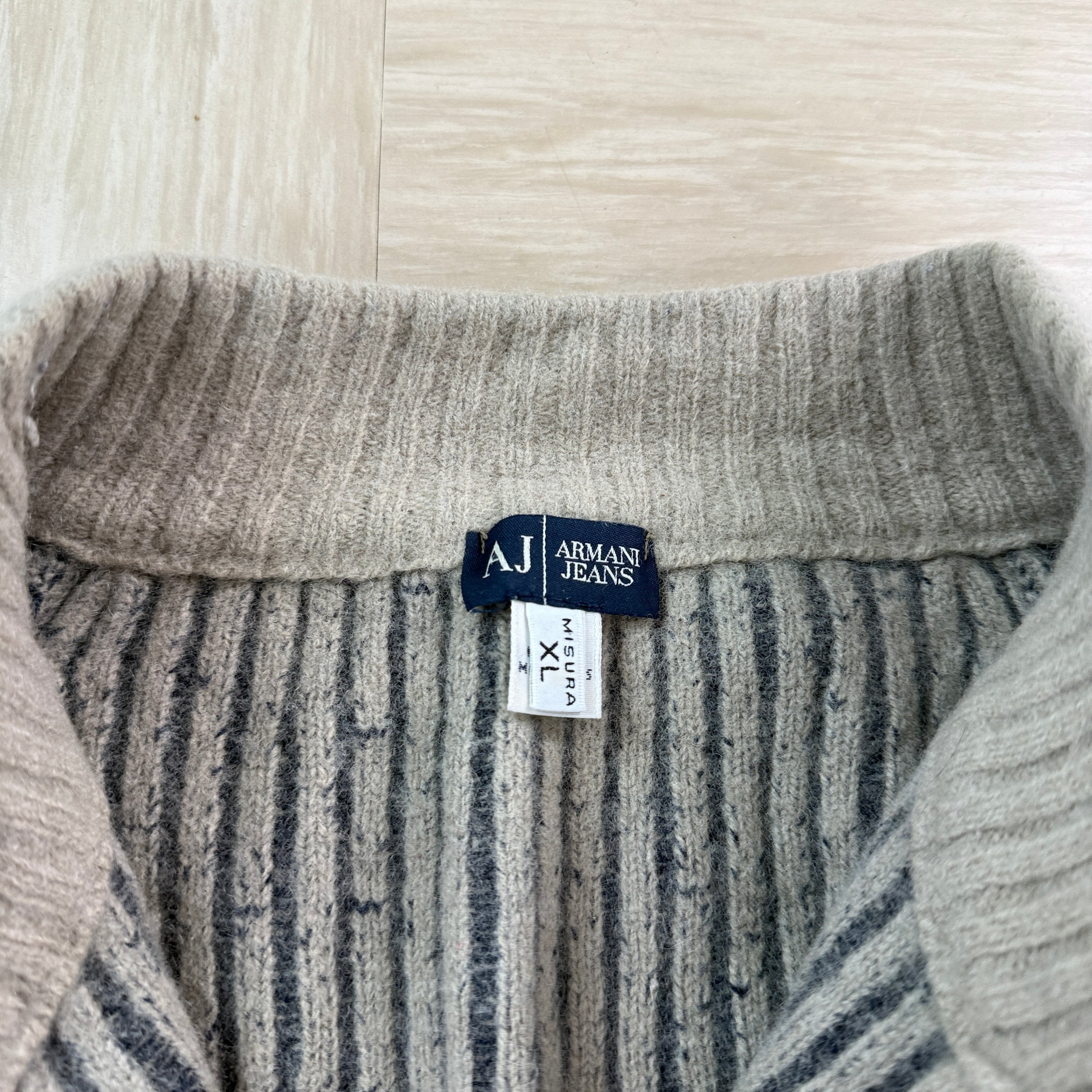 Armani jeans 2000's ribbed wool knit 1/4 zip  (S)