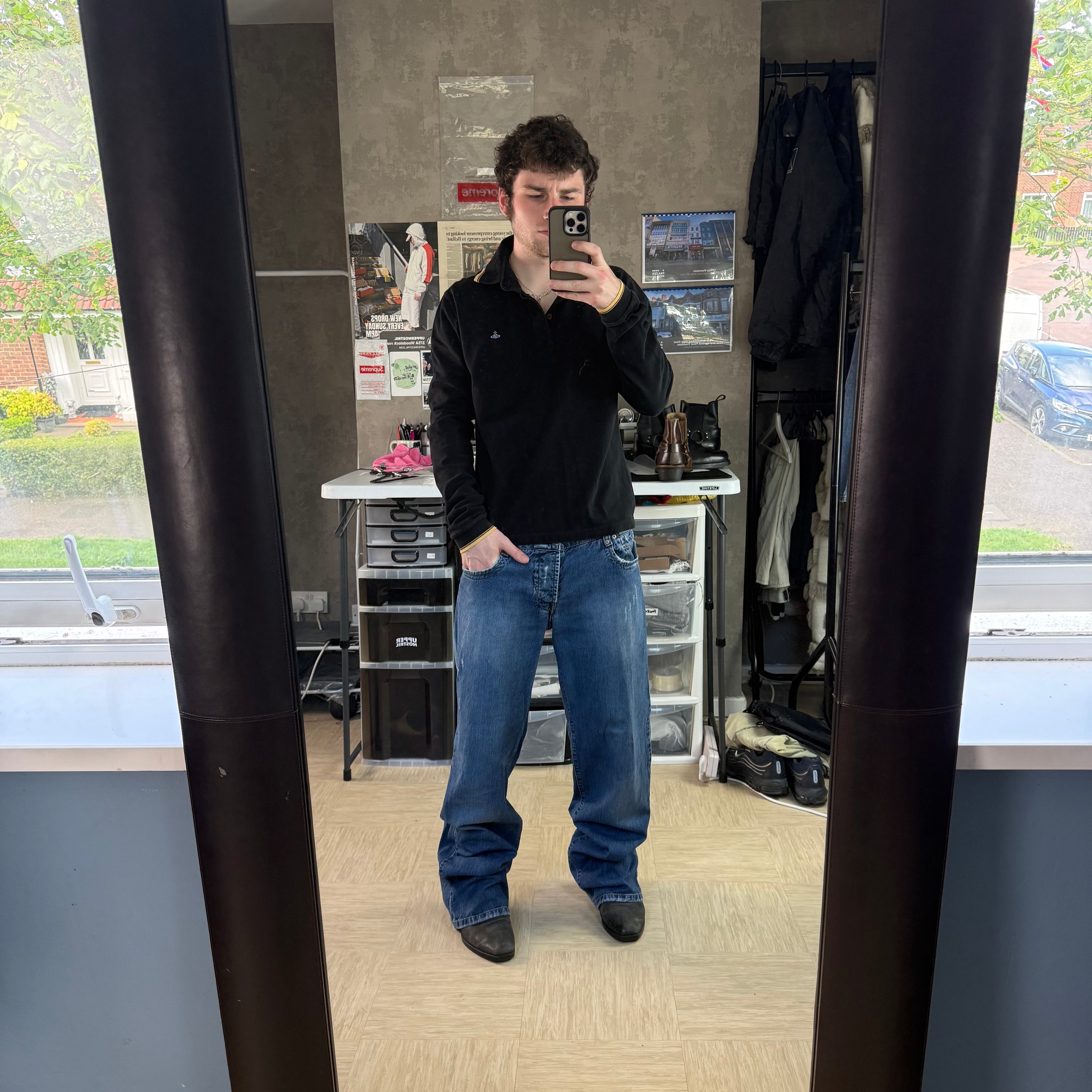 Dolce and gabbana 2000's low rise baggy straight leg denim jeans (M-L)