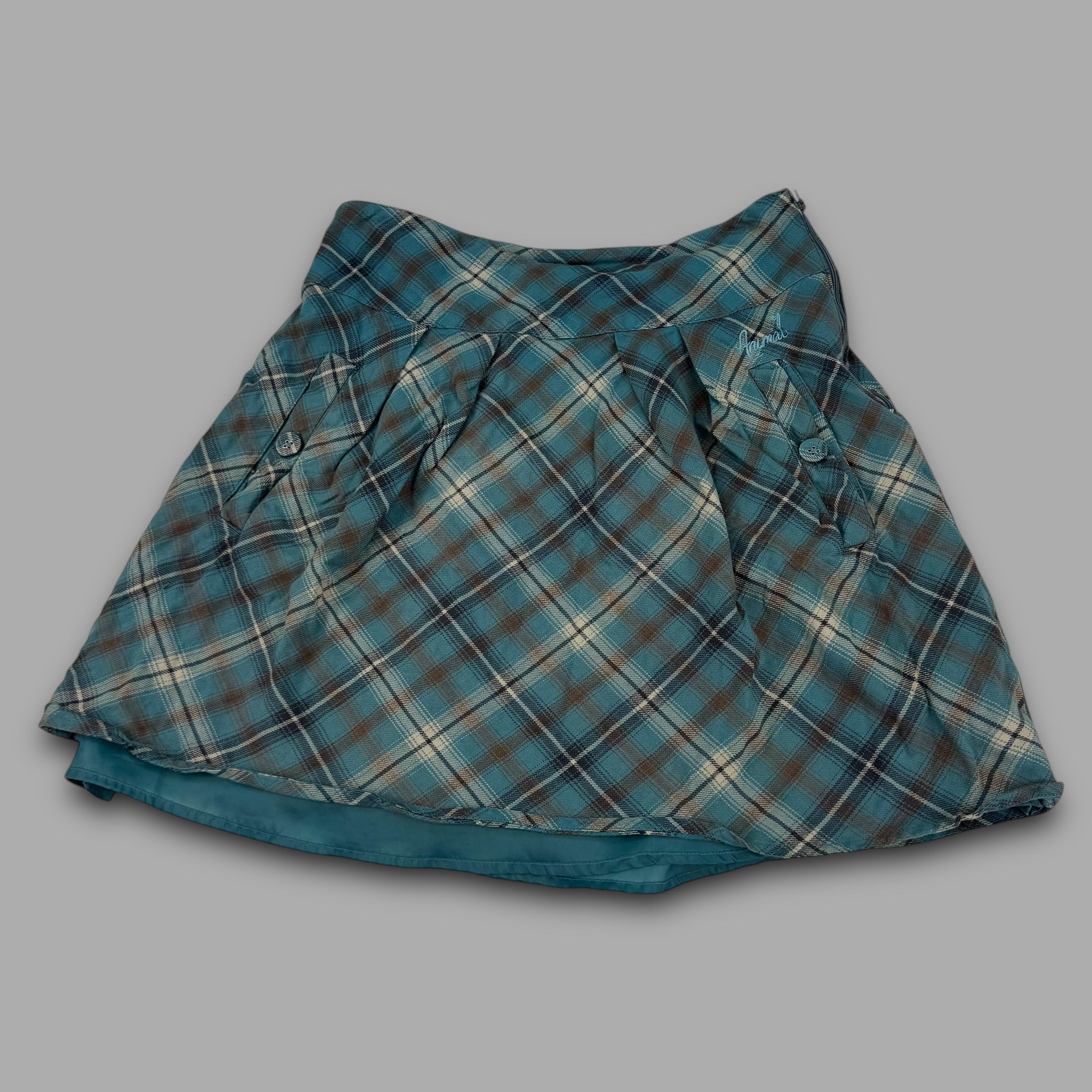 Animal 2000's plaid a-line pleated skirt with pockets (M) wms