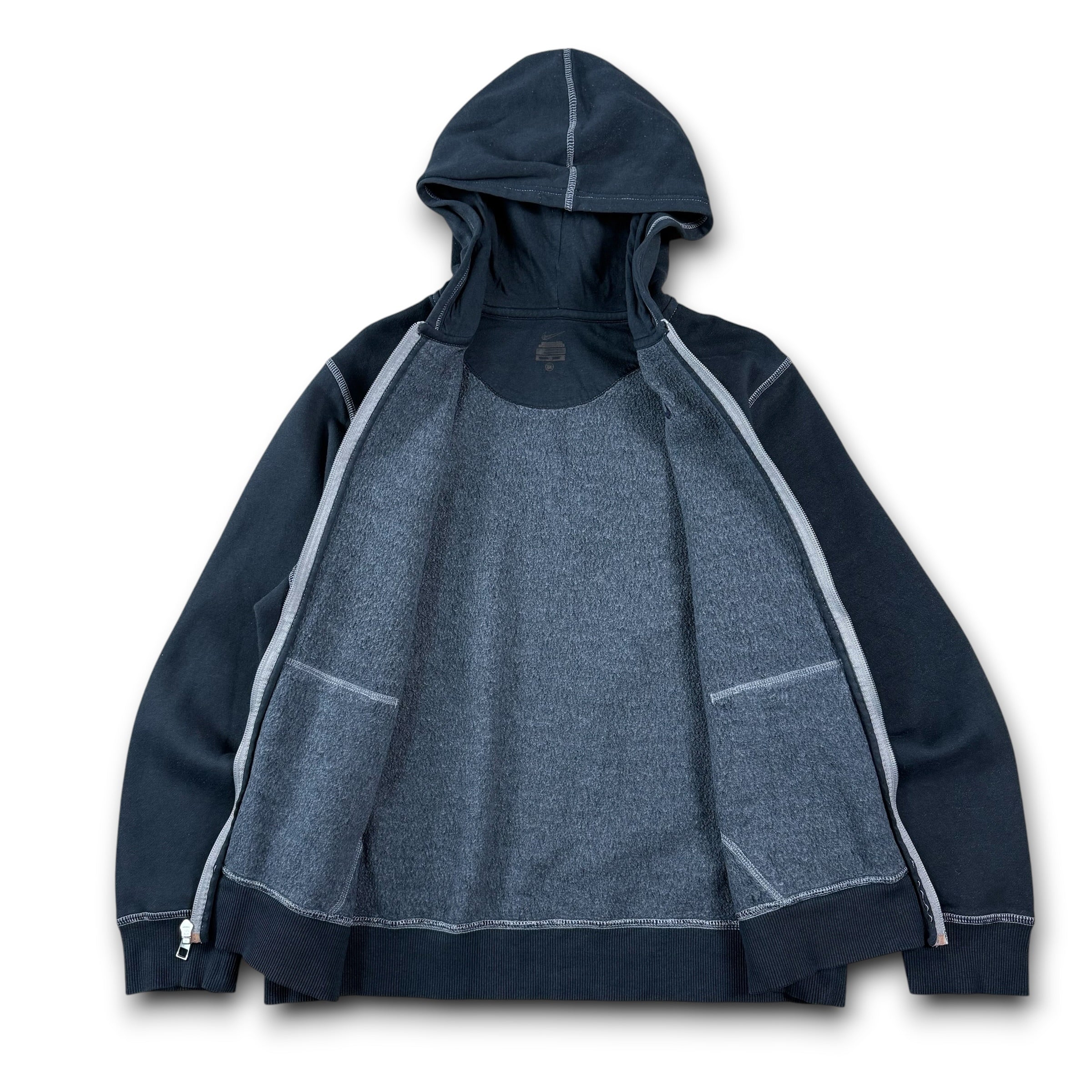 Nike 2000's contrast stitch embroidered zip up hoodie (S)