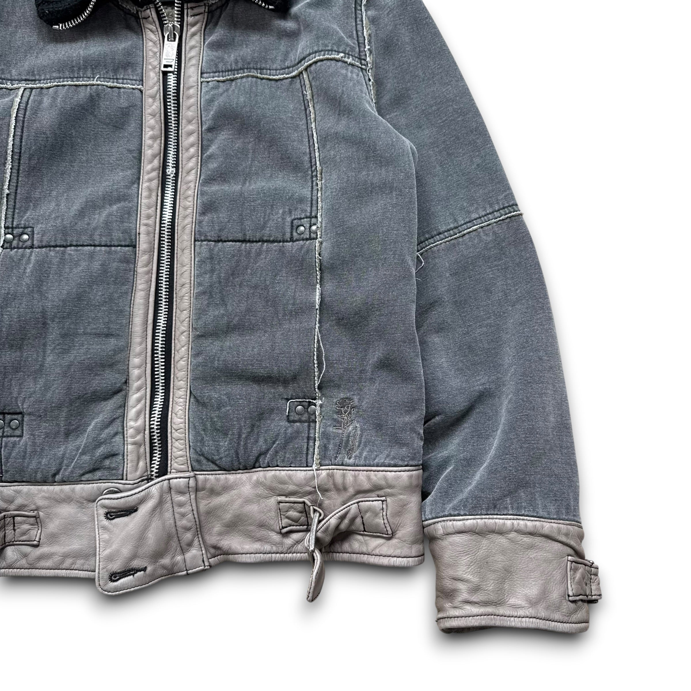 Diesel 2000's distressed panelled fitted high collar jacket (S)