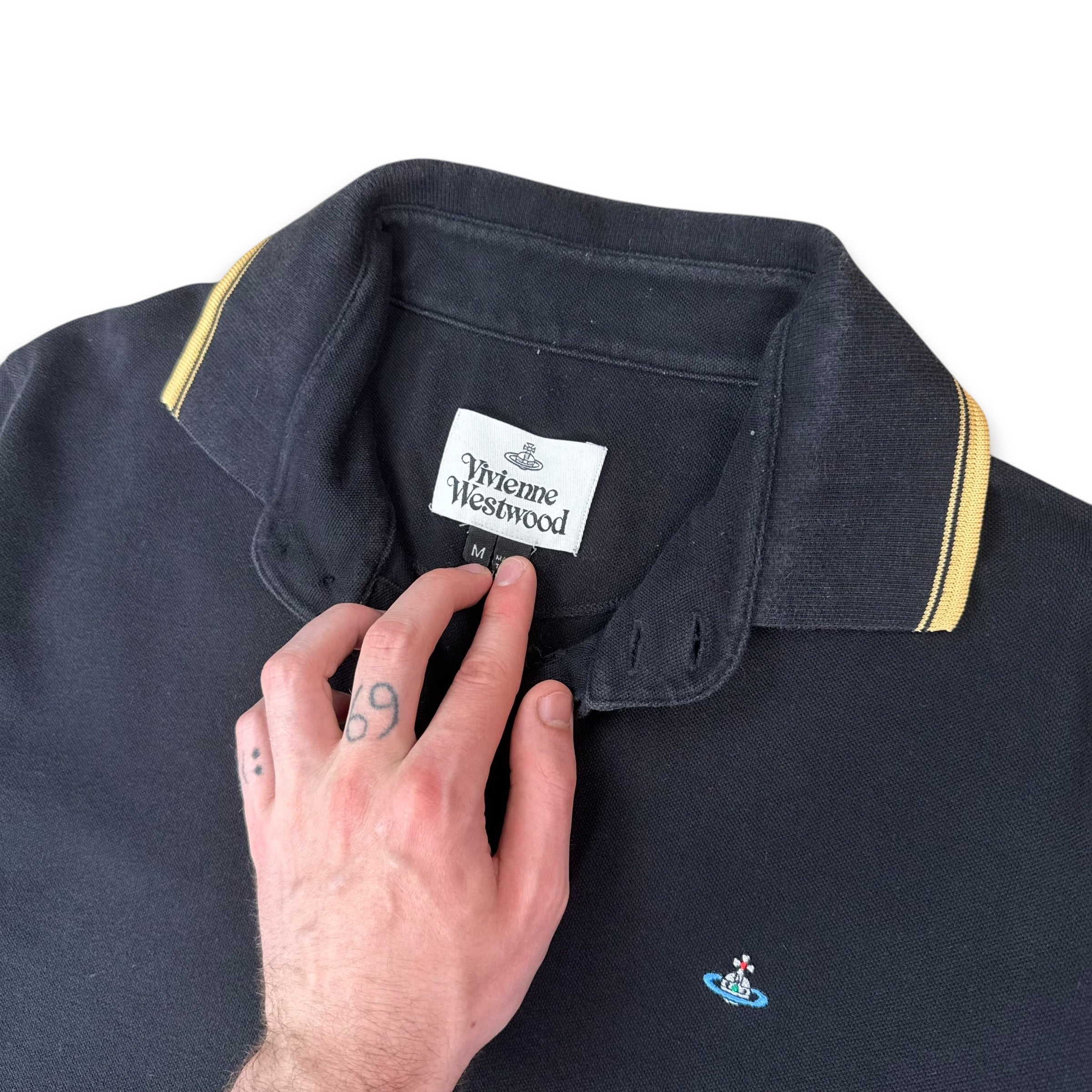 Vivienne Westwood 2000's big collar cropped long sleeve polo shirt (M)