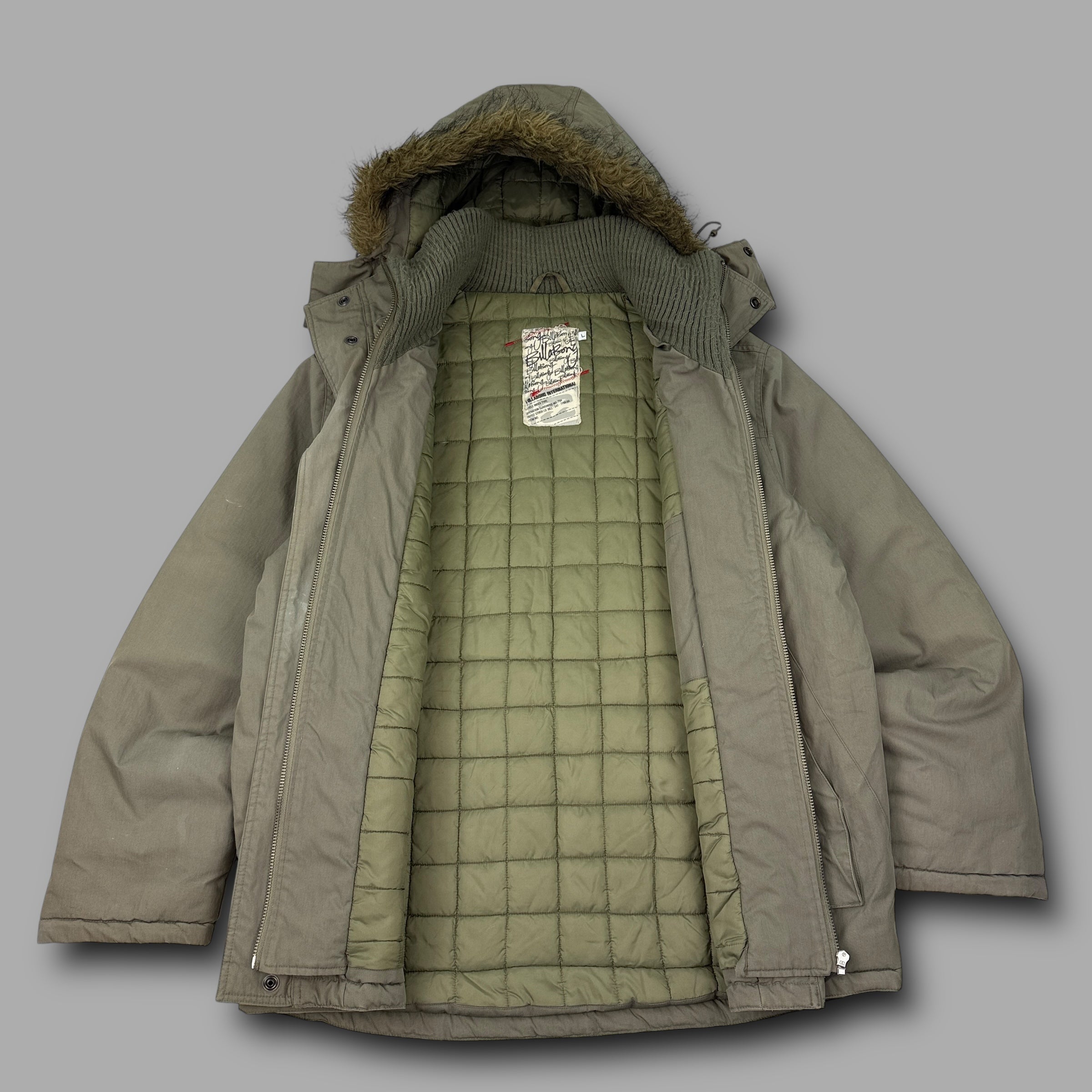 Billabong 2000's technical heavyweight multi-pocket fur hood parka jacket (L)