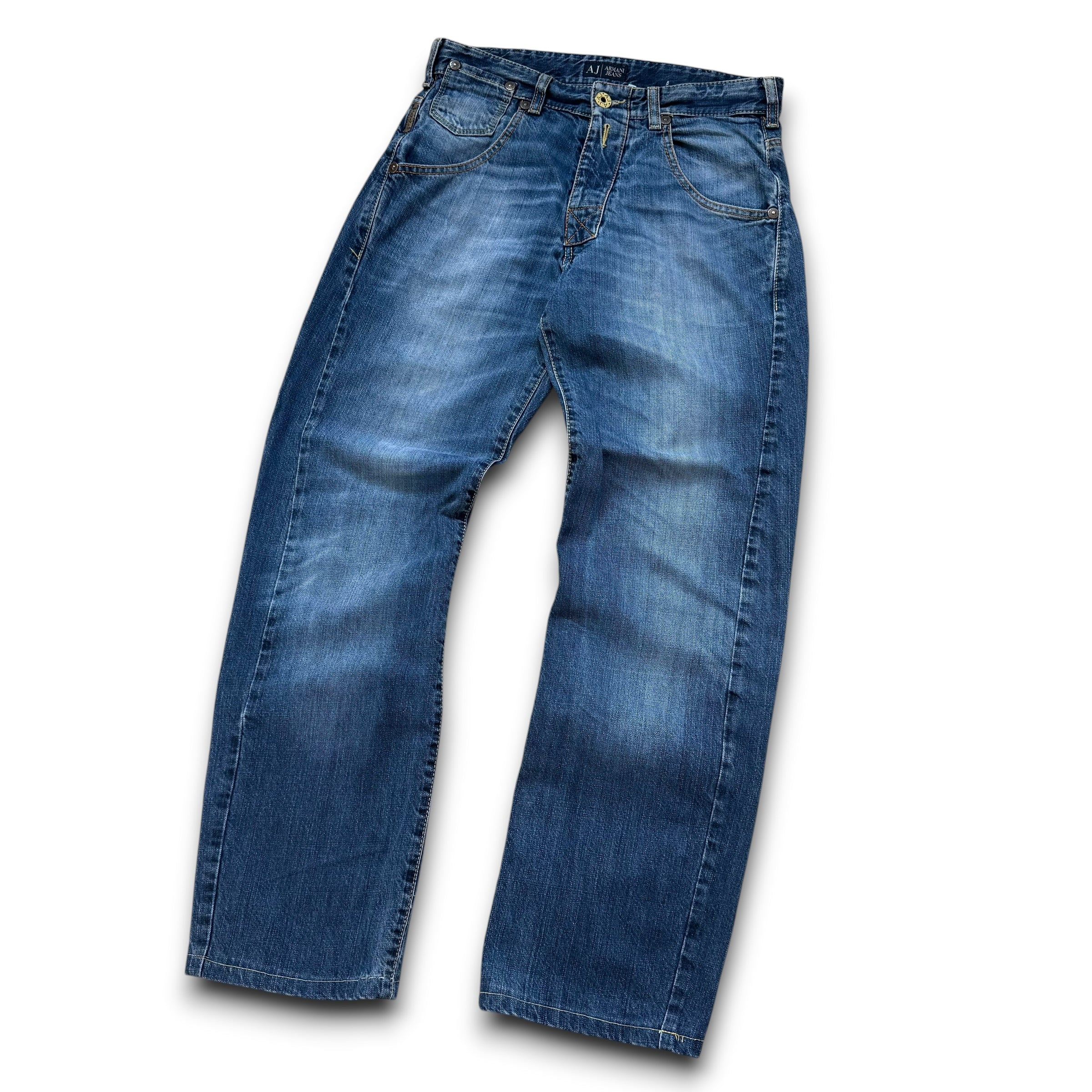 Armani 2000's twisted relaxed fit denim bootcut jeans (S)