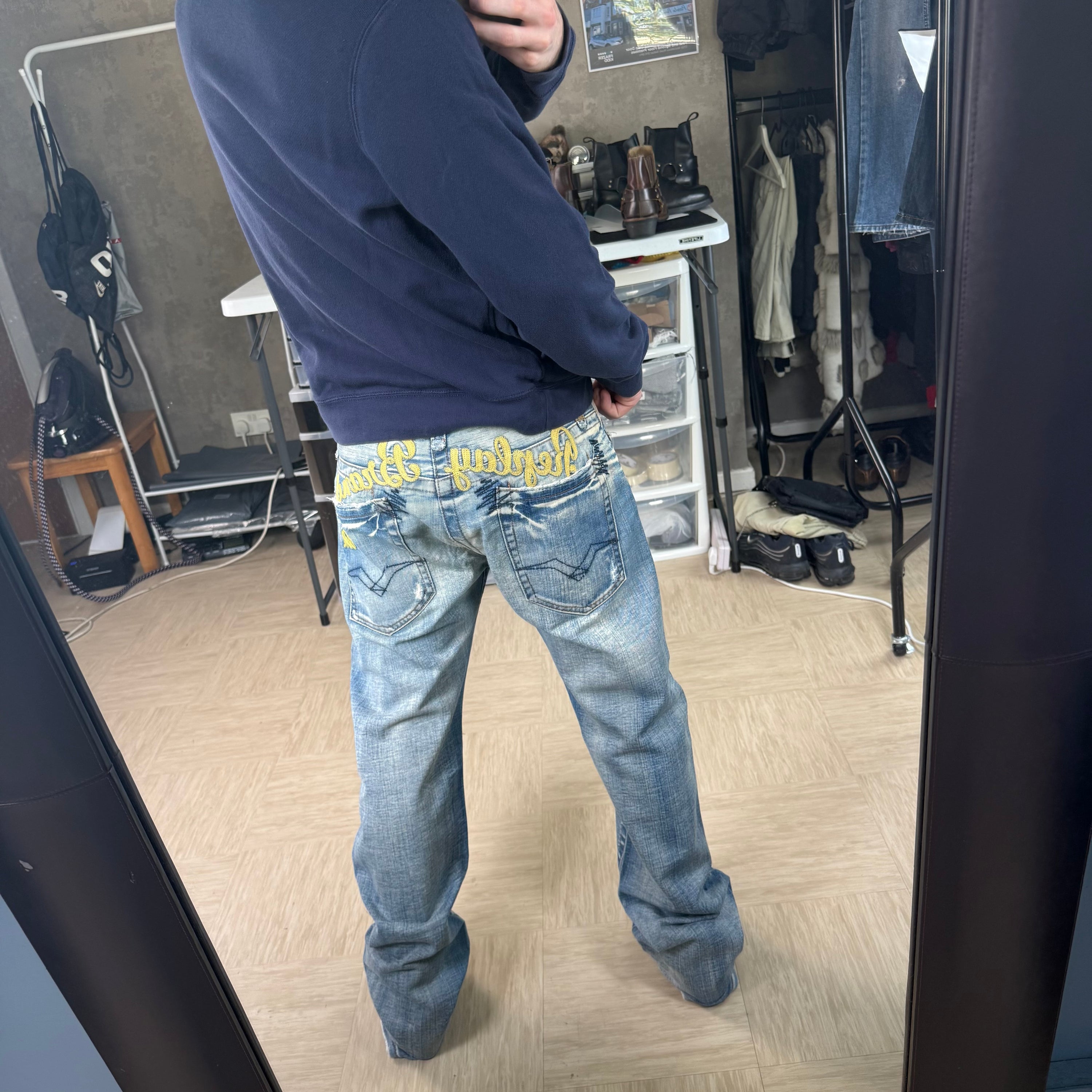 Replay 2000's embroidered spellout bootcut denim jeans (M-L)