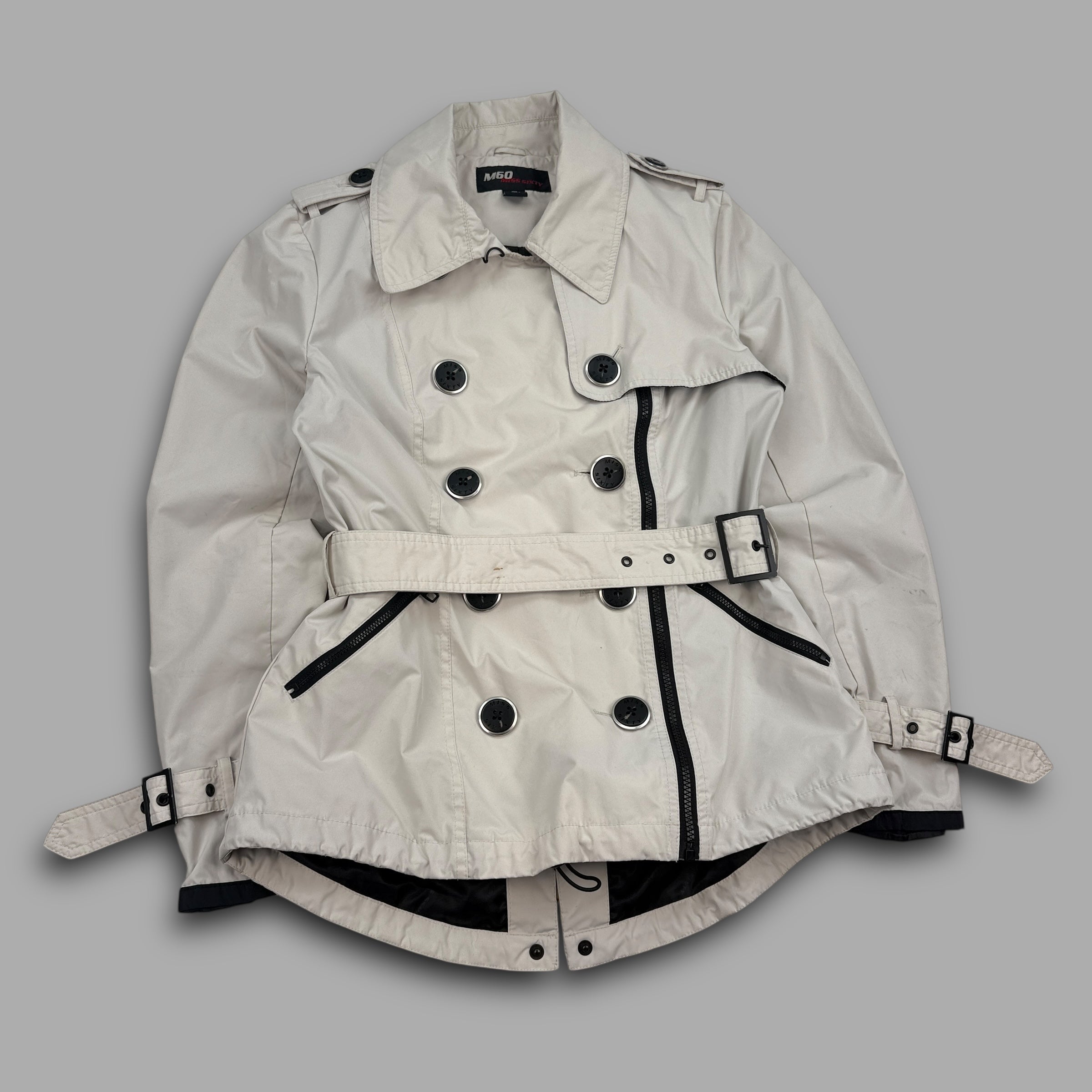 Miss sixty 2000's technical asymmetrical zip softshell trench coat (S) wms