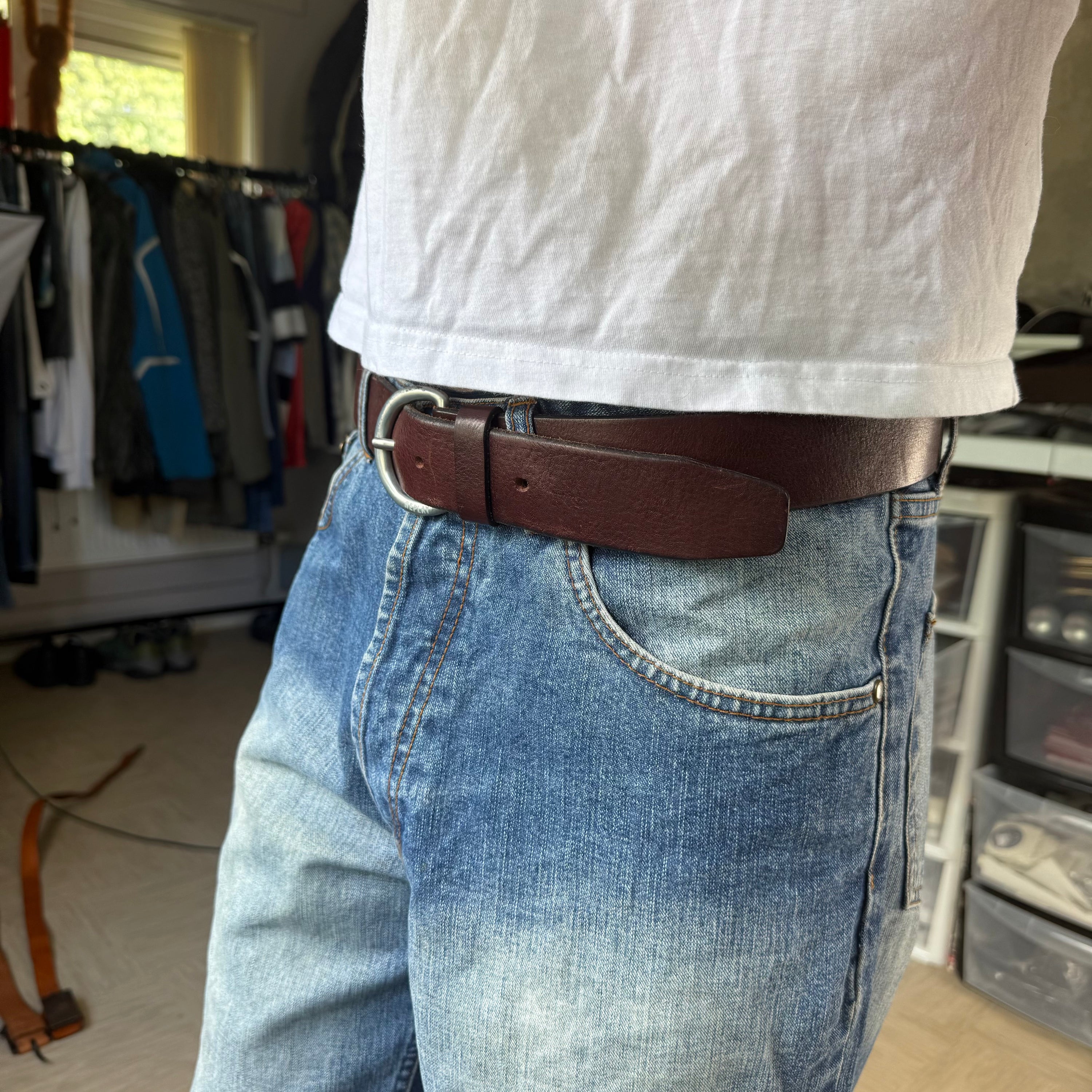 Replay 2000's dark brown leather belt (OS)