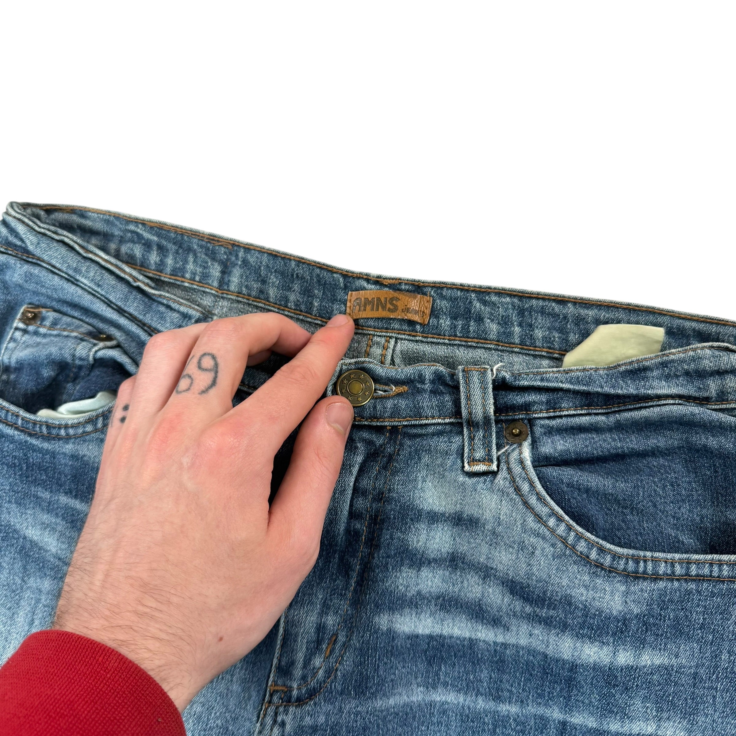 AMNs 2000's fitted washed denim bootcut flare jeans (S)