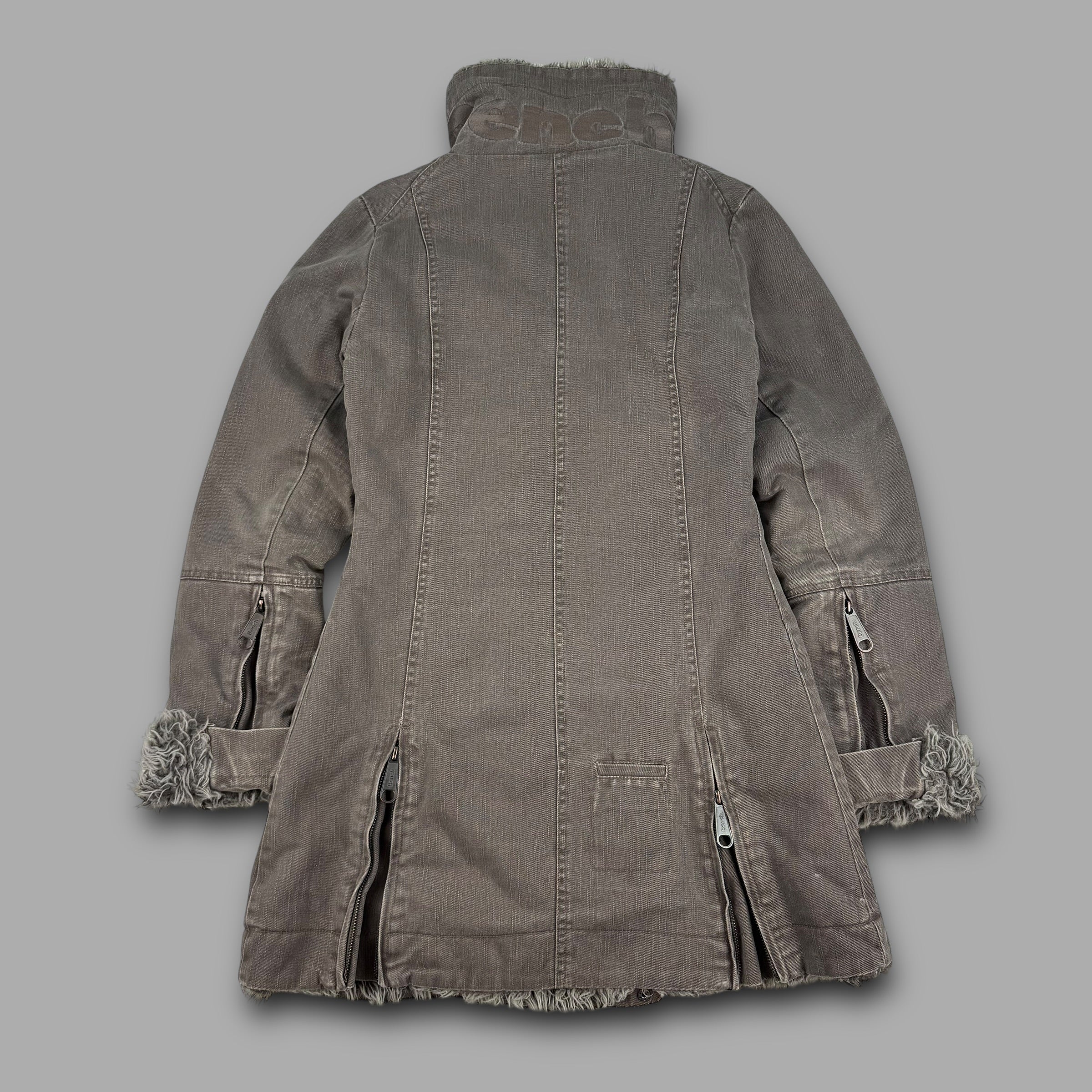 Bench 2000's funnel neck asymmetrical zip fleece lined long jacket (S)