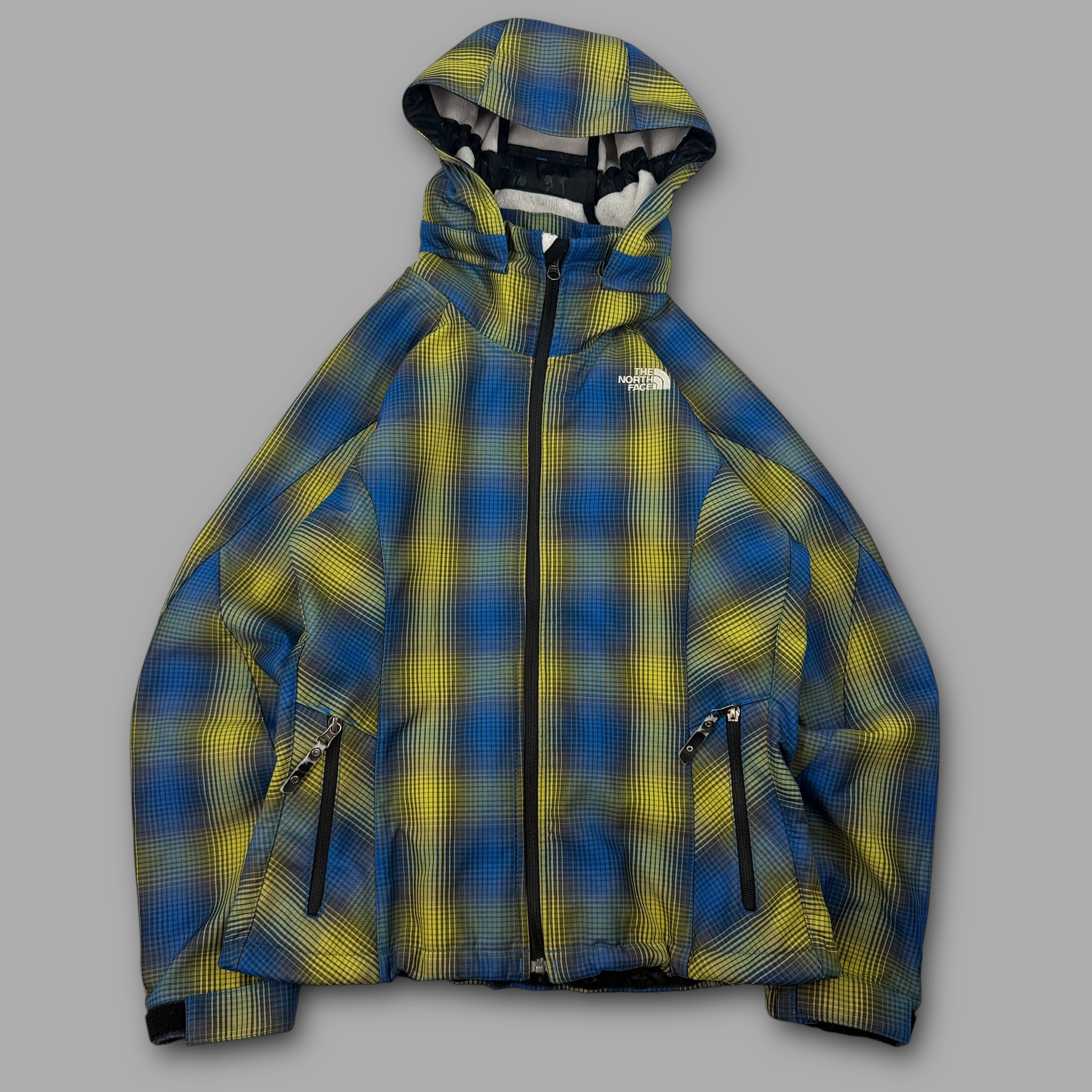 The north face 2005 technical plaid fleece lined softshell jacket (M) wms