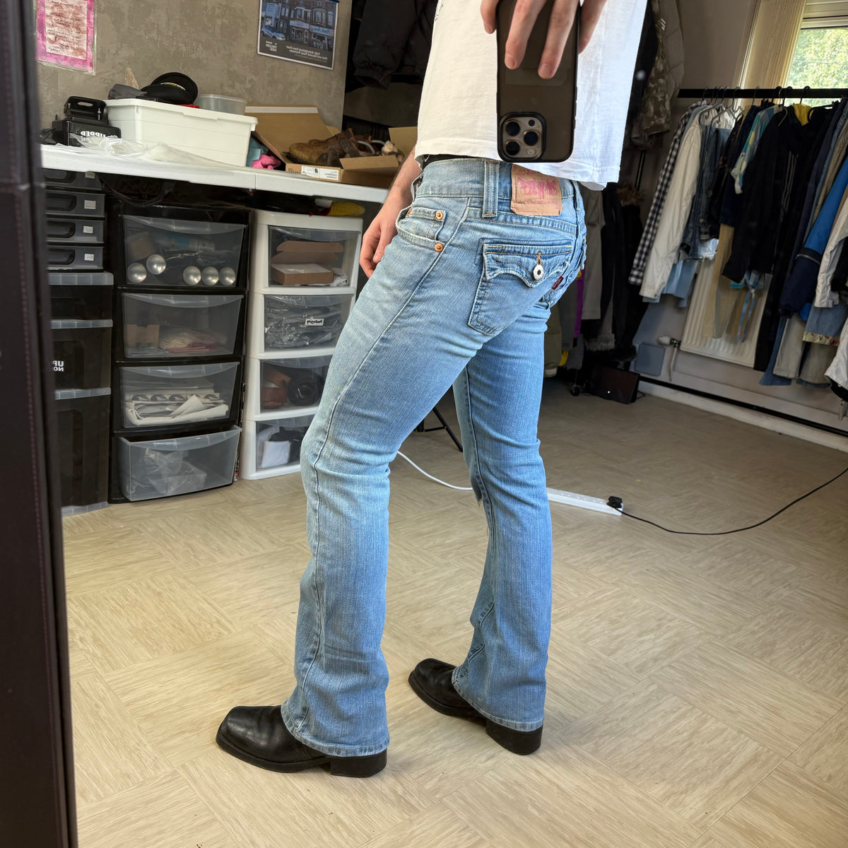 Levi 527 2000's slouch flare denim jeans (S)
