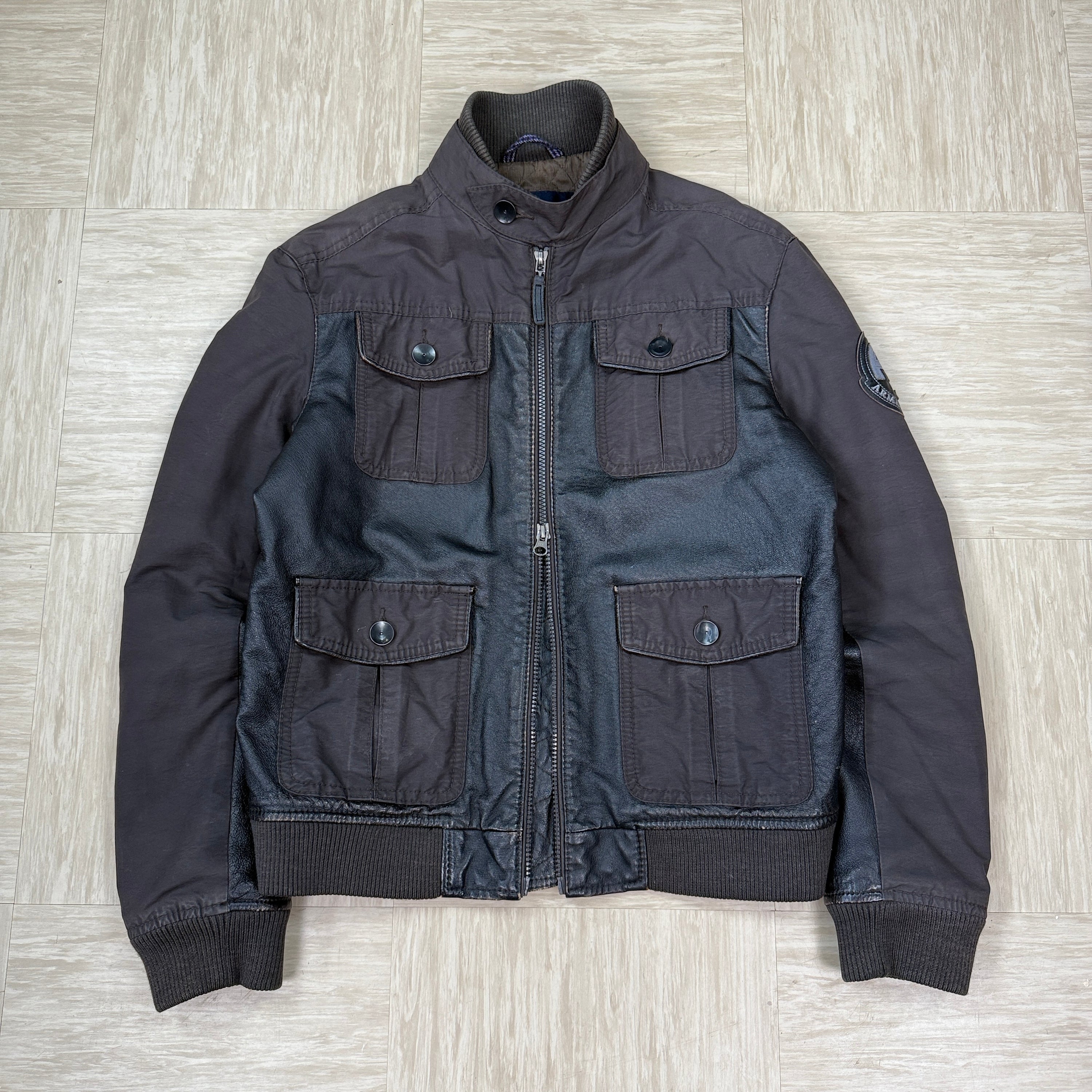 Armani 2000's multi-pocket leather hybrid jacket (S-M)