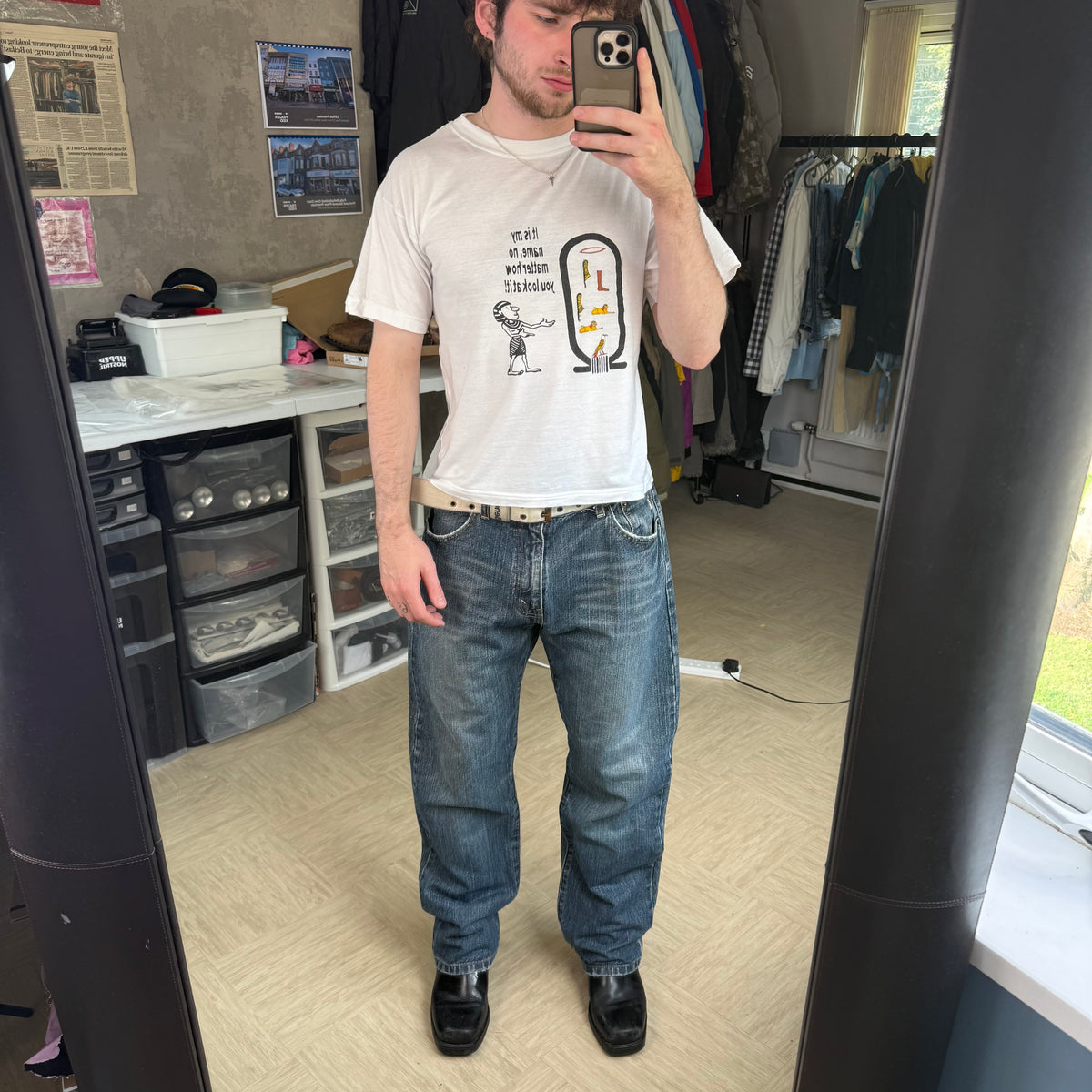 No fear 2000's relaxed fit denim straight leg jeans (S)