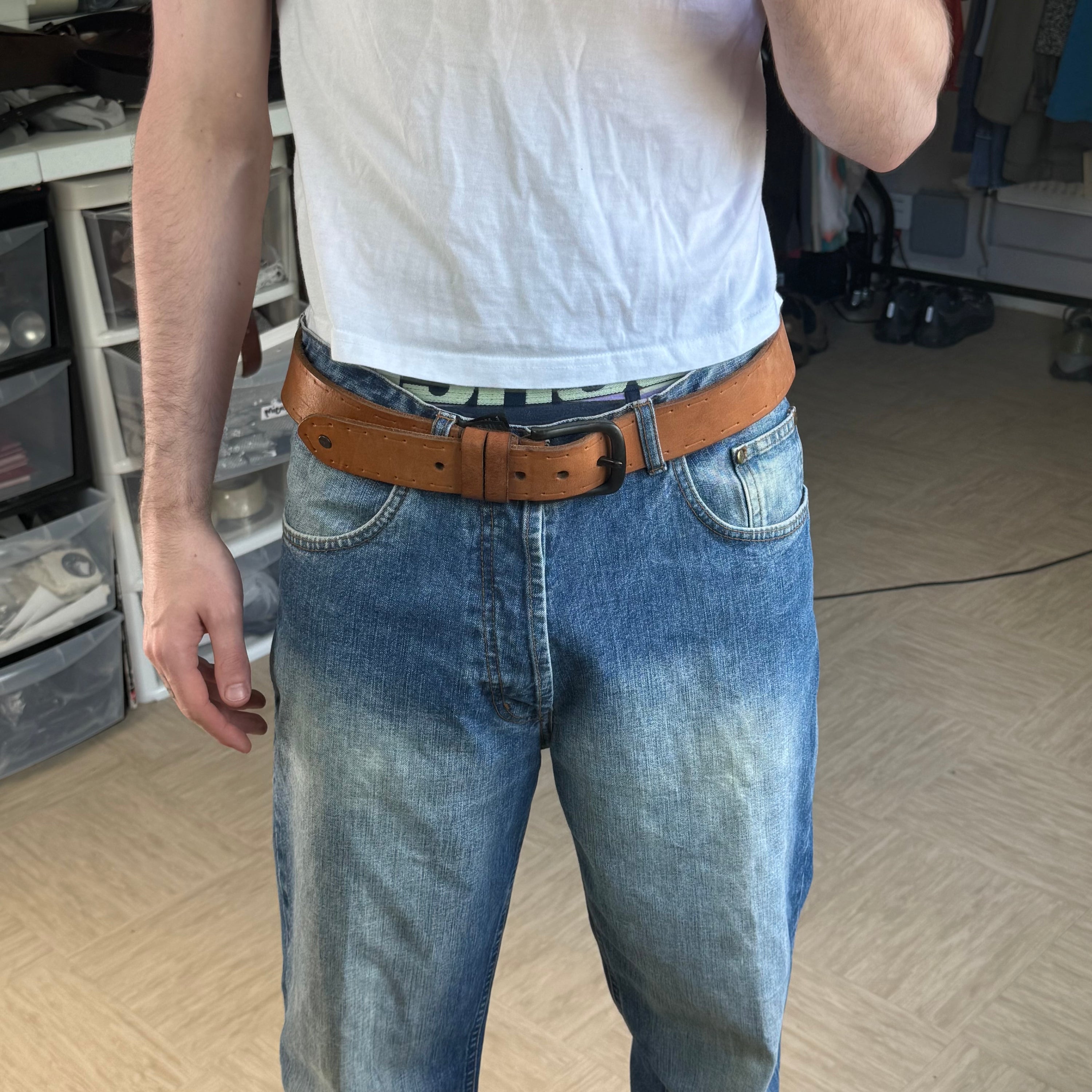 Allsaints 2000's light brown leather belt (OS)