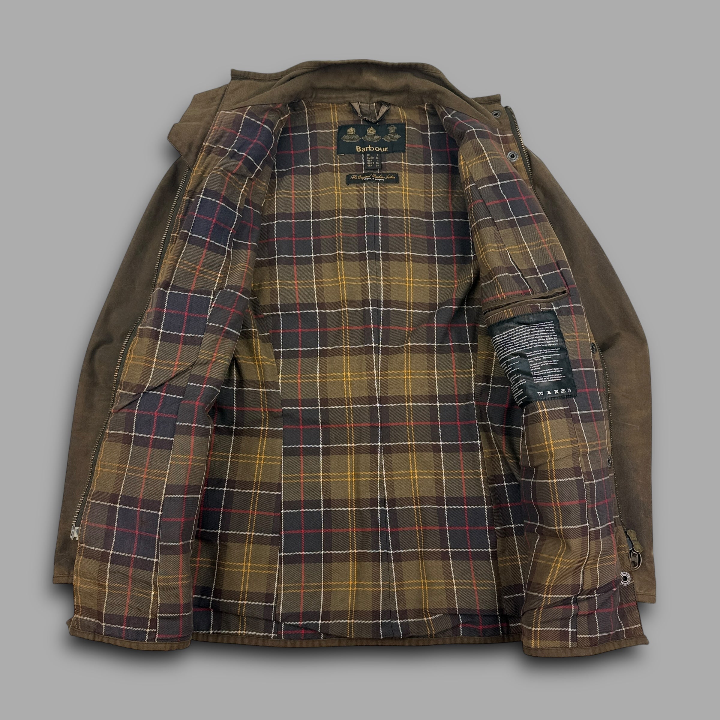 Barbour 2000's waxed zip up multi pocket utility jacket (S) wms