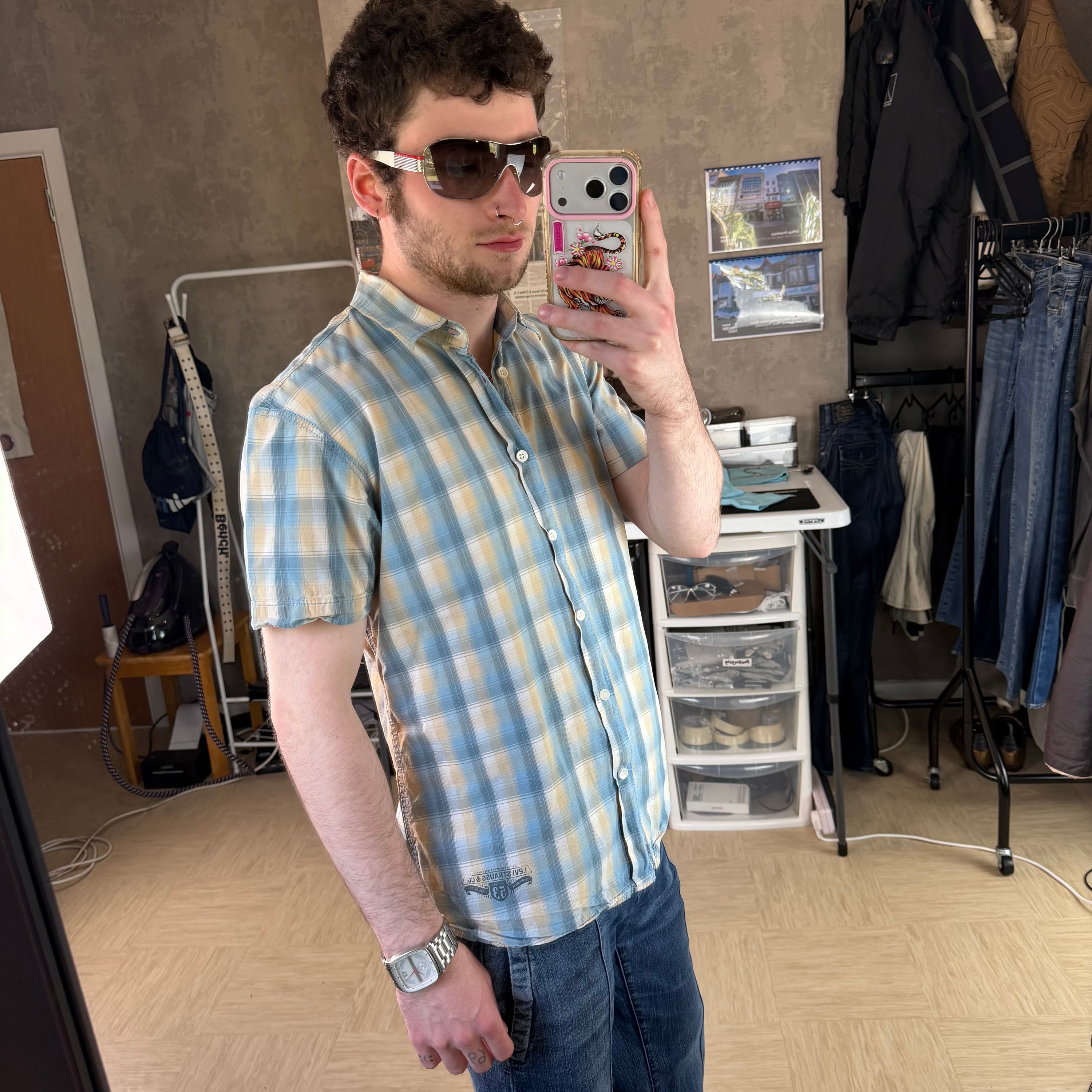 Levi's 2008 plaid button up fitted shirt (S)