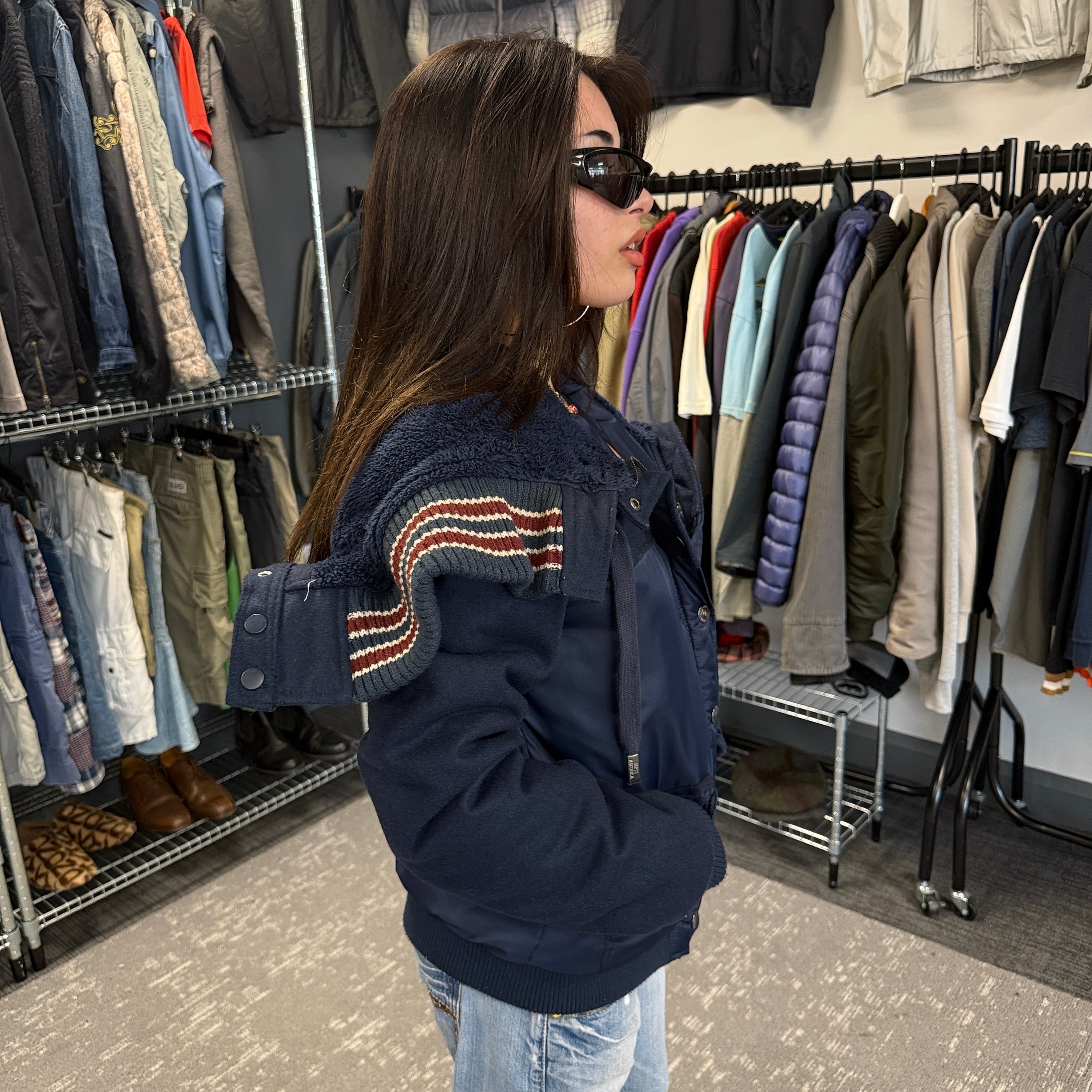 Miss America 2000's split hood bomber jacket (M) wms