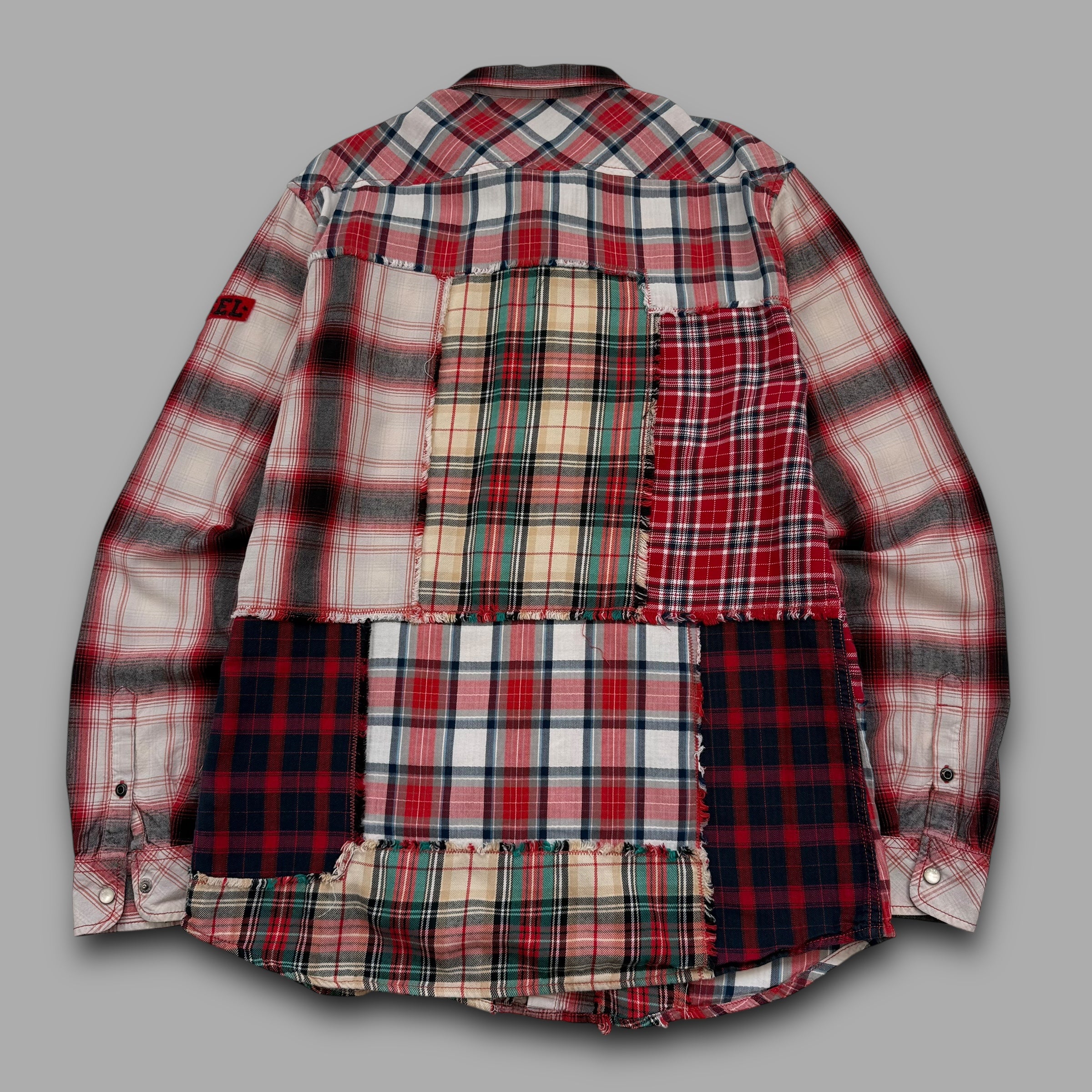 Diesel 2000's plaid patchwork button up shirt (L)