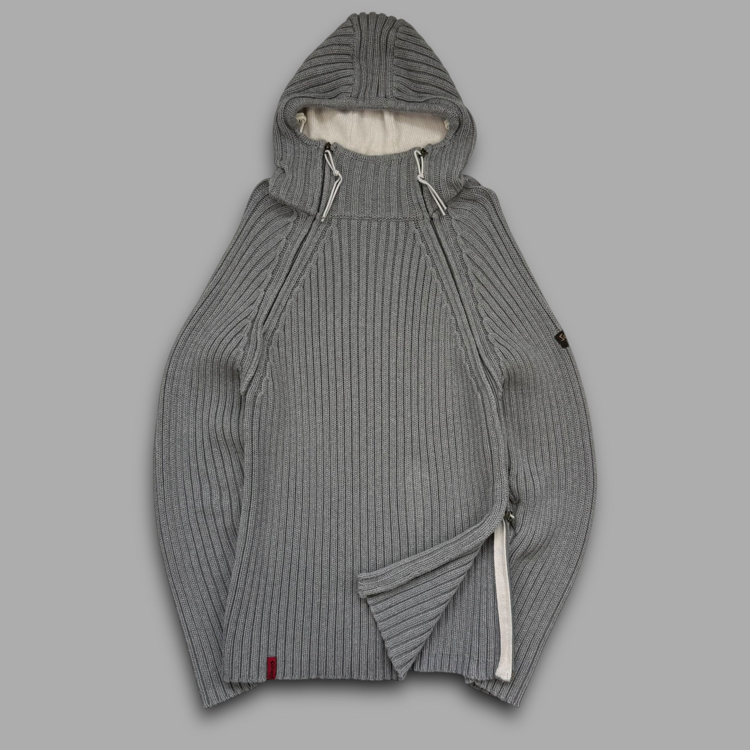 Schott NYC 2000's balaclava knit asymmetrical zip pullover jacket (L)