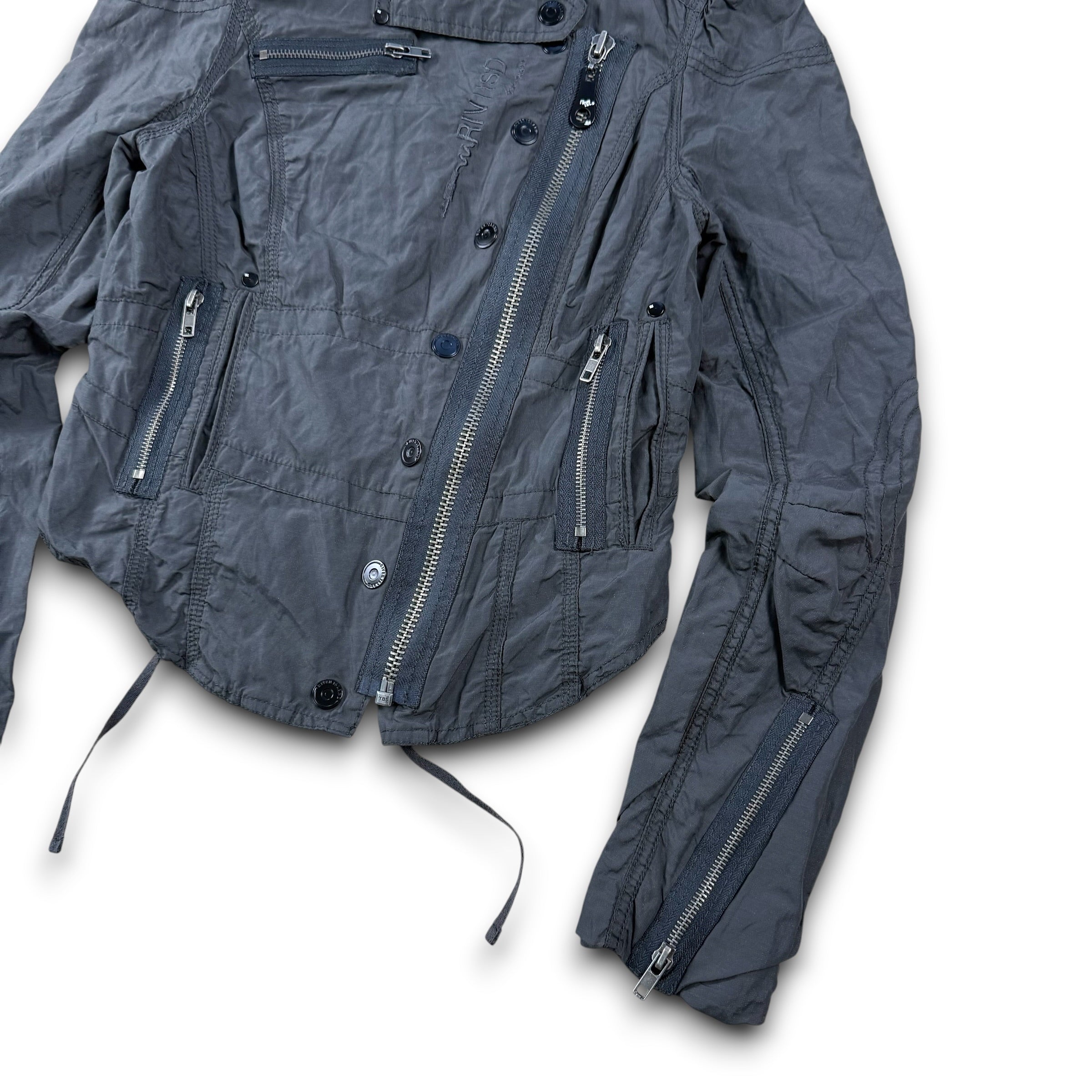 River island 2000's asymmetrical zip fitted nylon jacket (S) wms