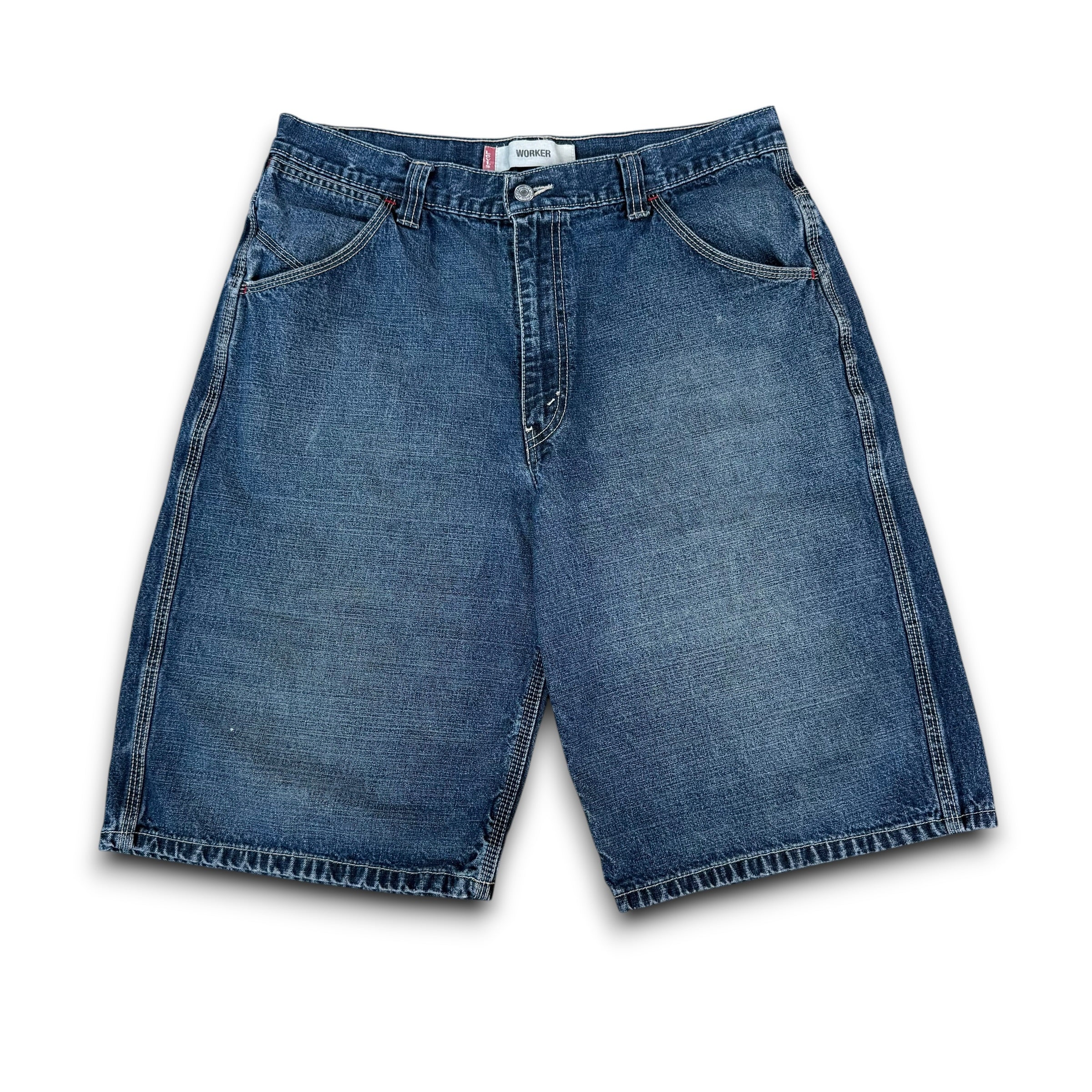 Levi's 2000's baggy denim contrast stitch worker shorts (M)