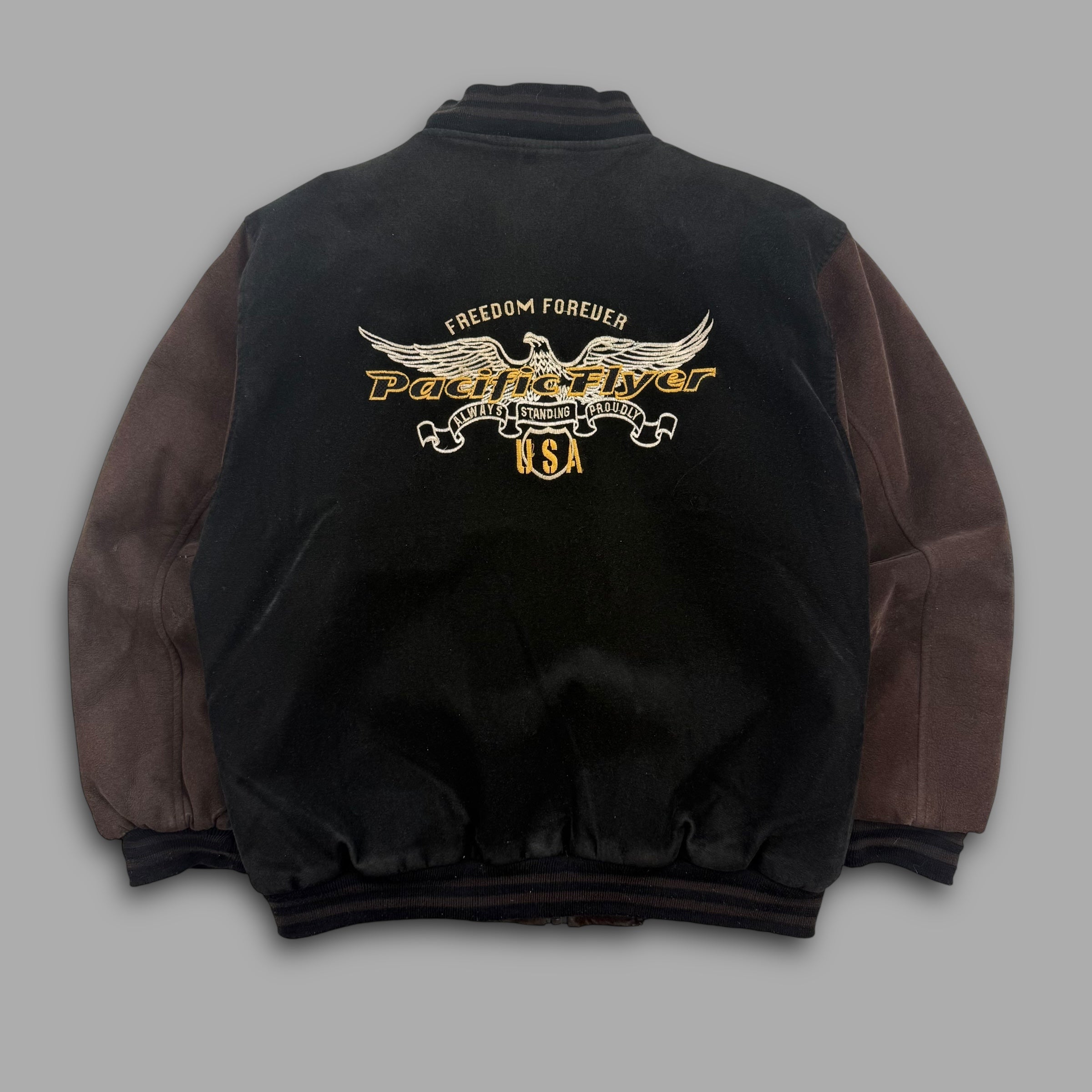 Pacific flyer 2000's embrodiered hybrid suede bomber jacket (M)