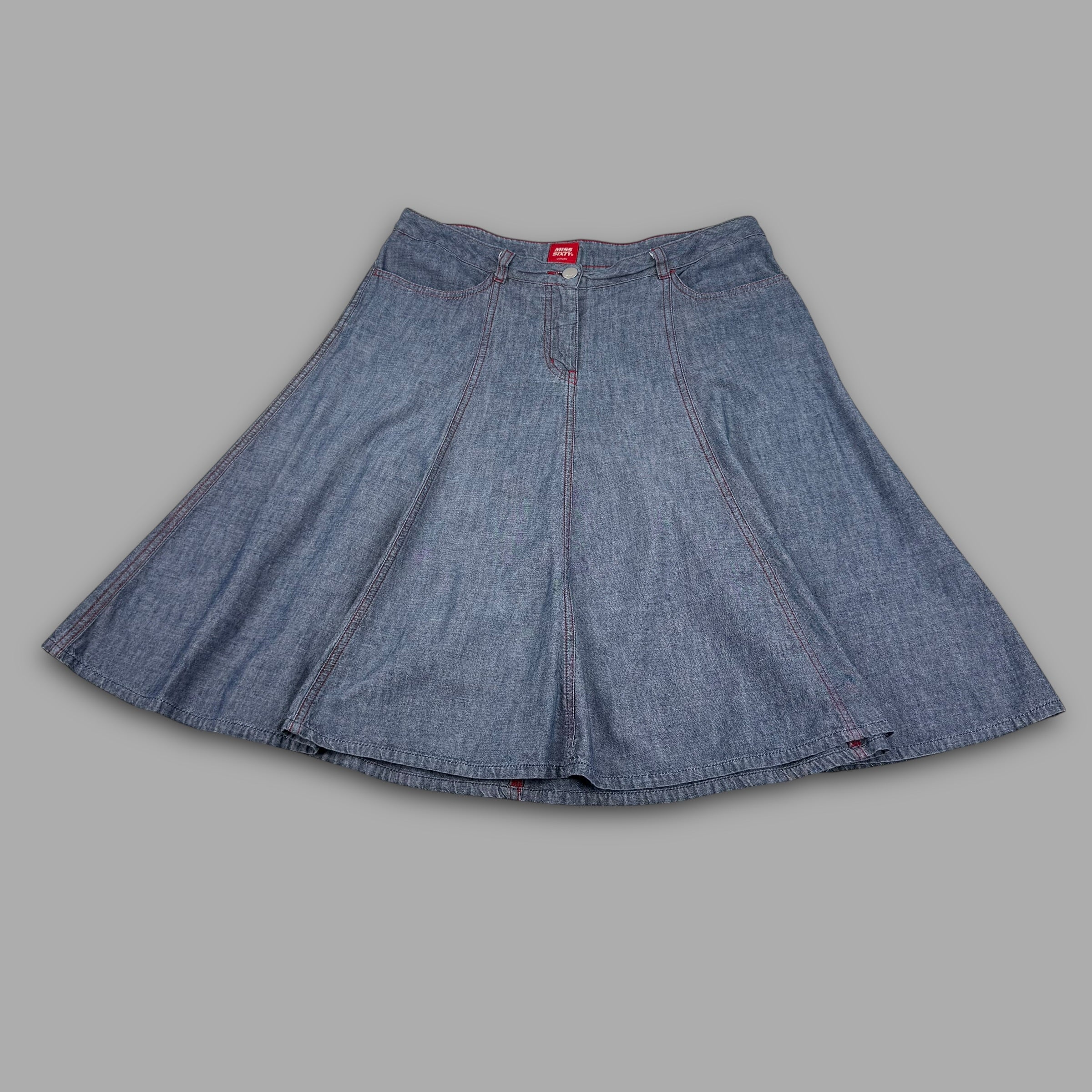 Miss sixty 2000's contrast stitch pleated denim skirt (L) wms