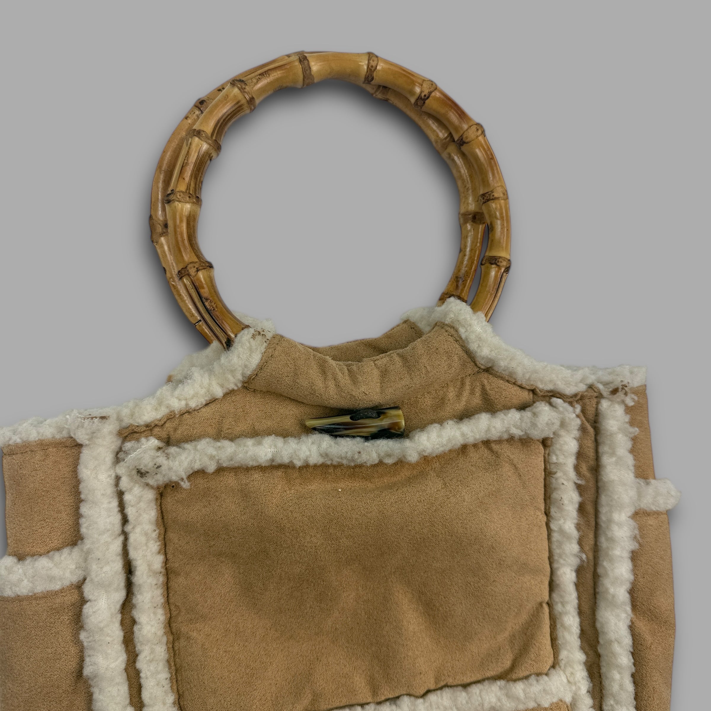 Animal suede handbag with bamboo handles (OS) wms