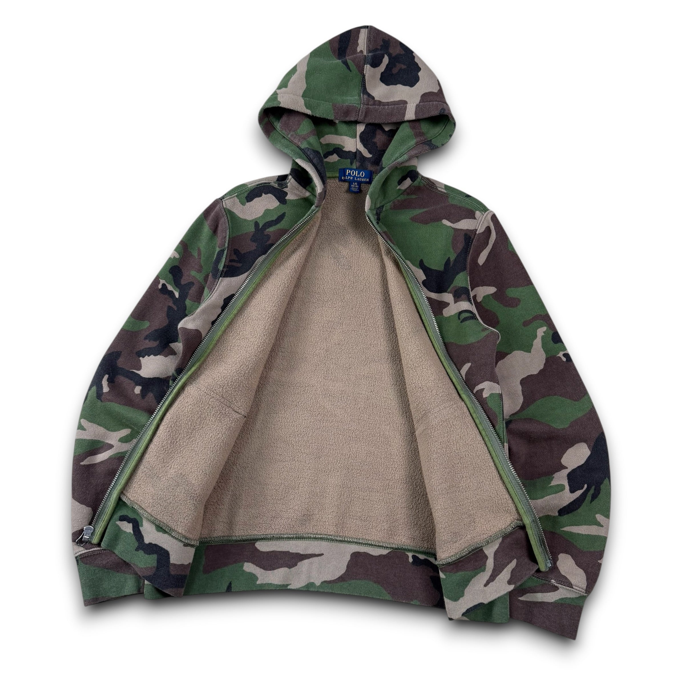 Ralph Lauren 2000's fitted zip up camo hoodie (XS)