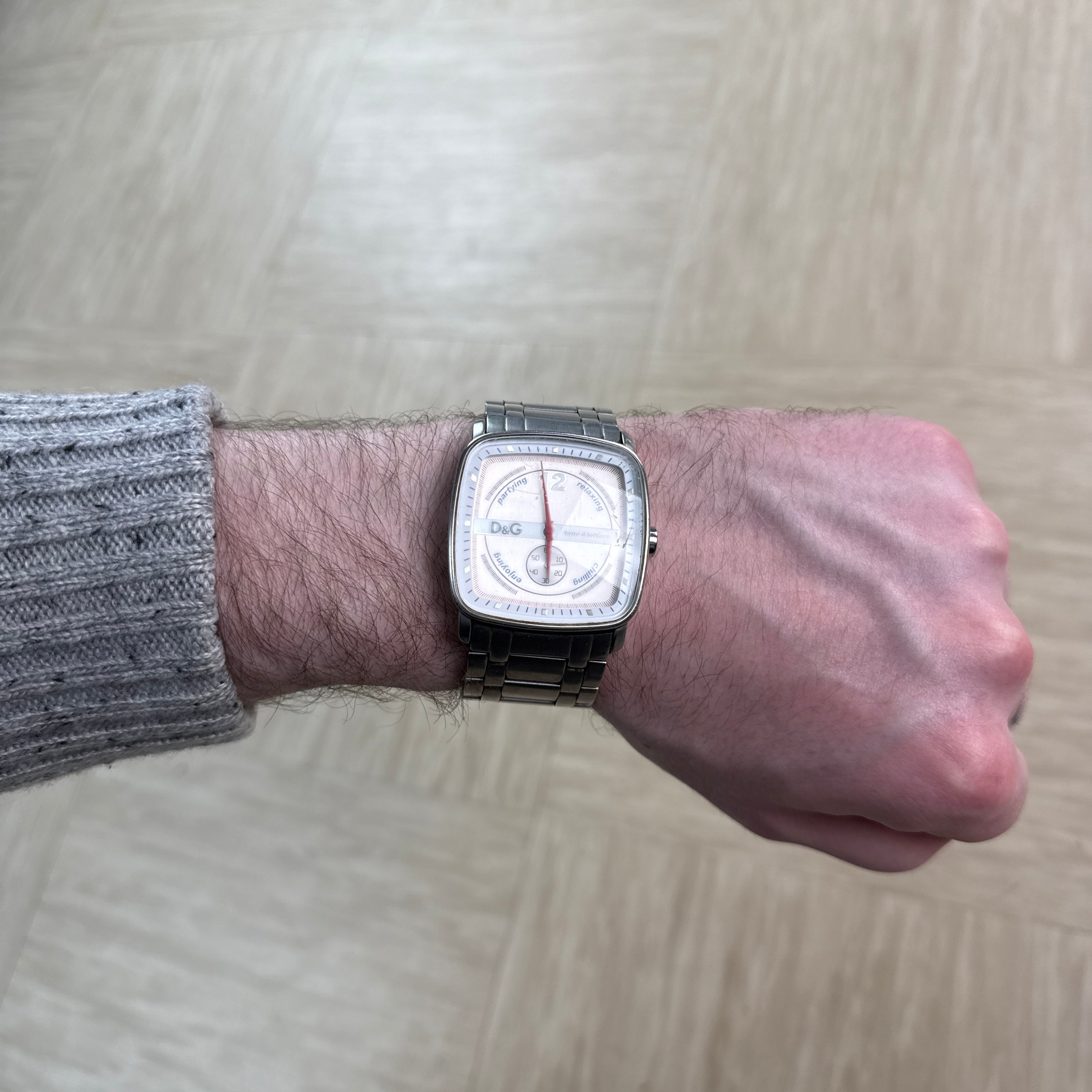 Dolce & gabanna 2000's 'Ibiza people' silver tone watch (OS)