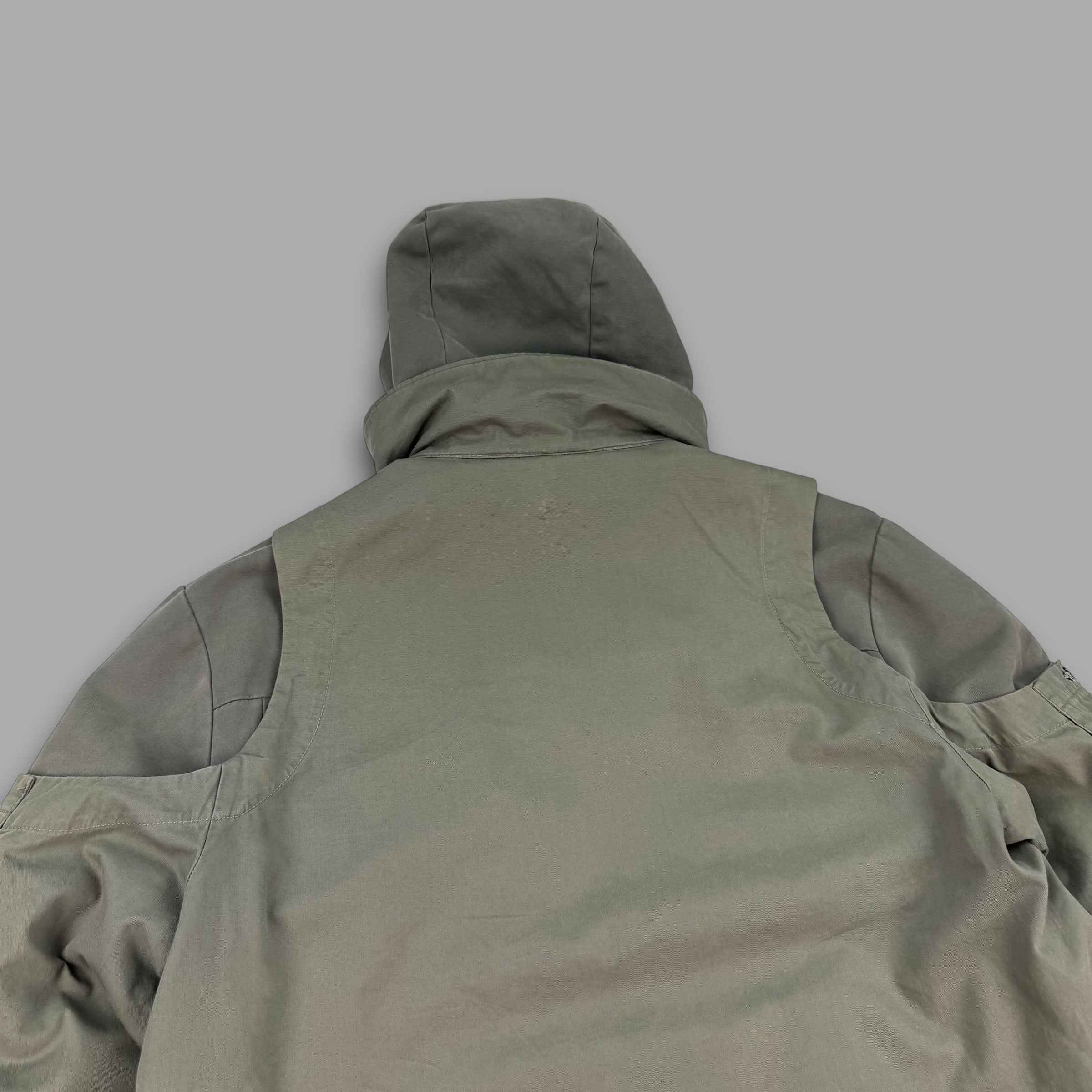 Diesel style lab 2000's technical multi-pocket heavyweight fur lined parka jacket (L)