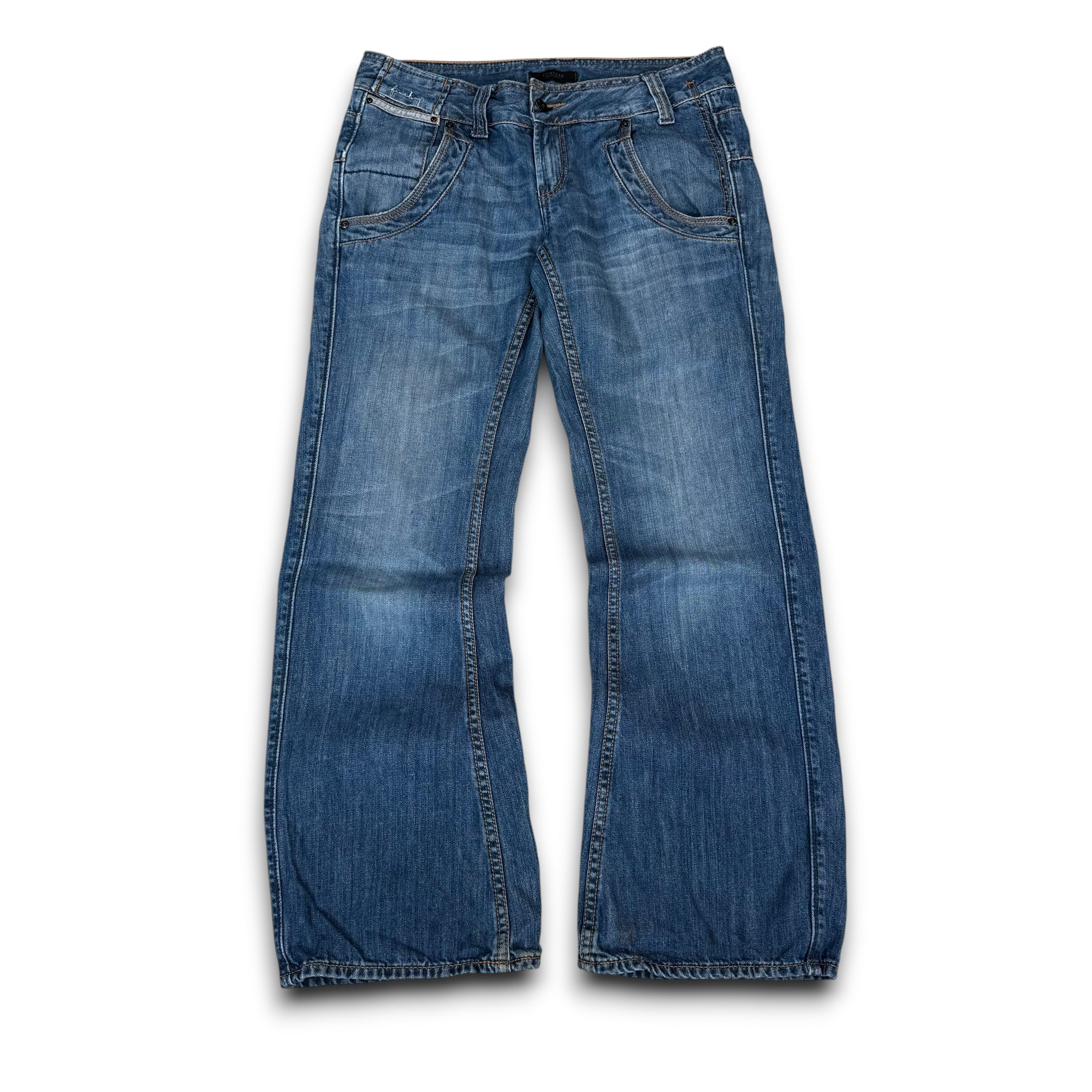 Firetrap black seal 2000's contrast stitch denim bootcut jeans (S)