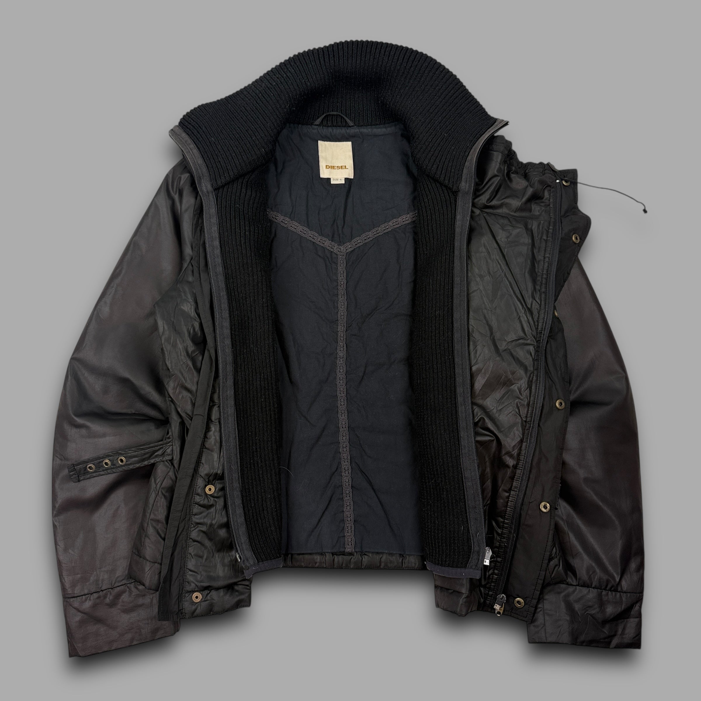 Diesel 2000's technical asymmetrical zip coat (L) wms