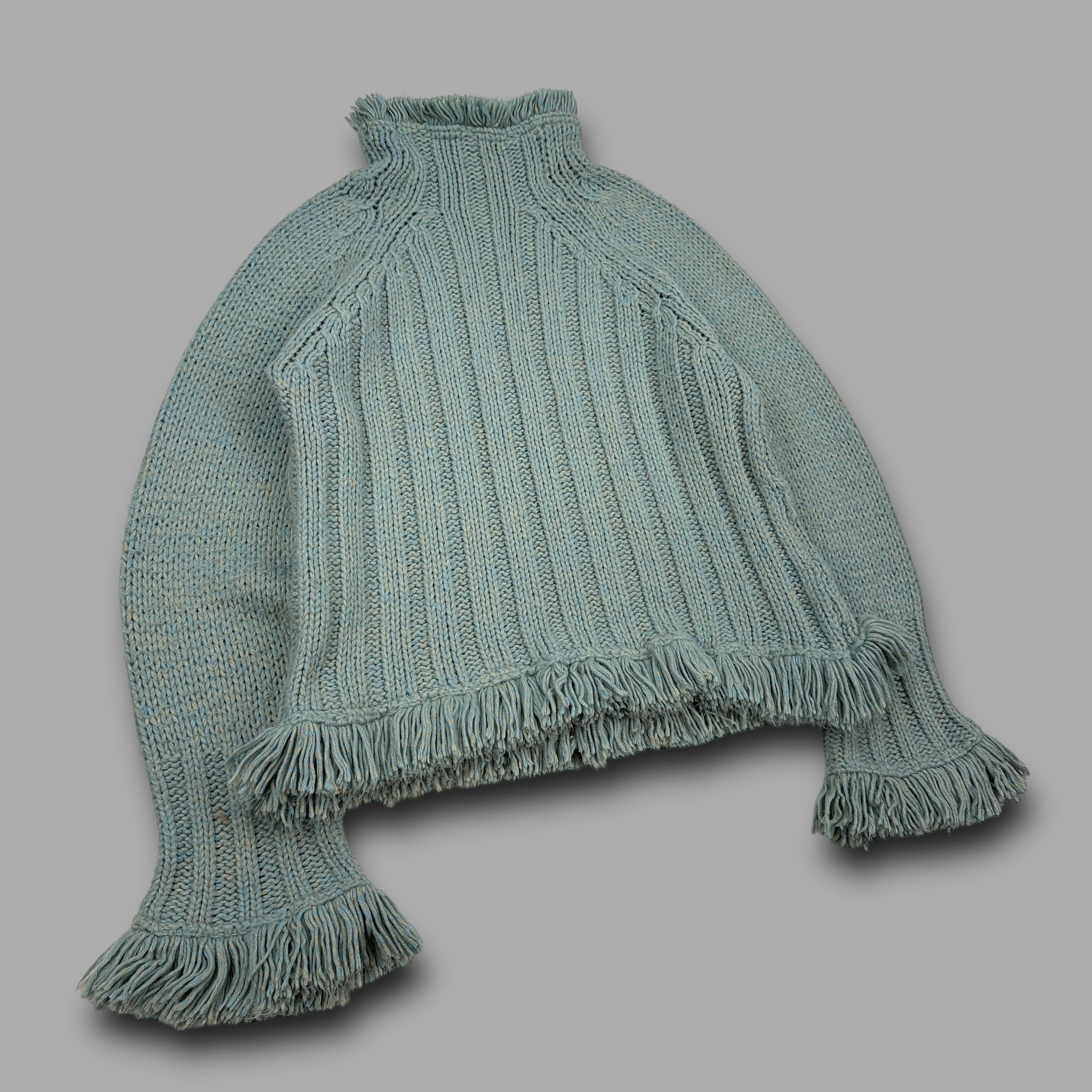 Animal 2000's knitted jumper with fringe hem neck and cuffs (L) wms