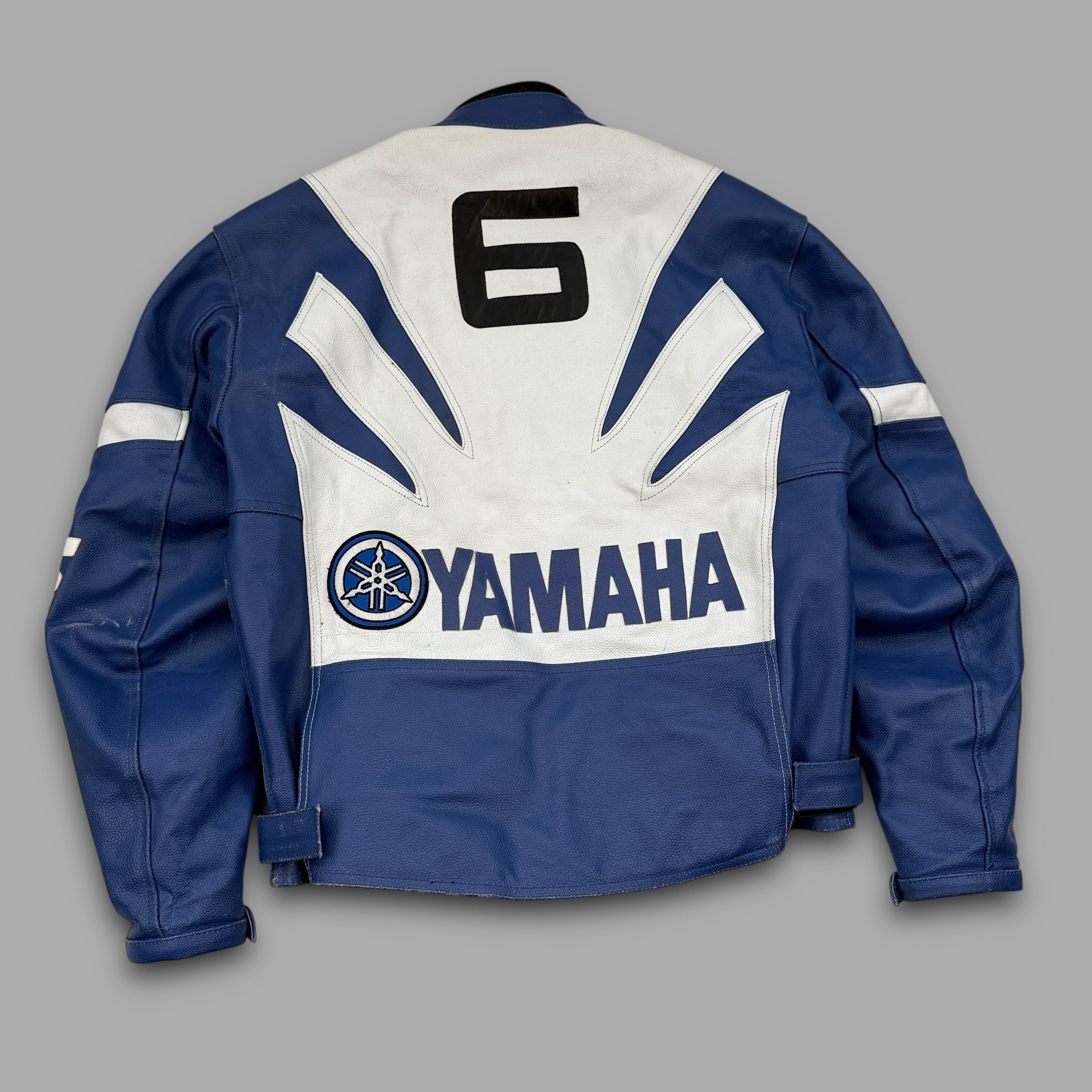 Yamaha 2000's leather padded full-zip biker racing jacket (M-L)