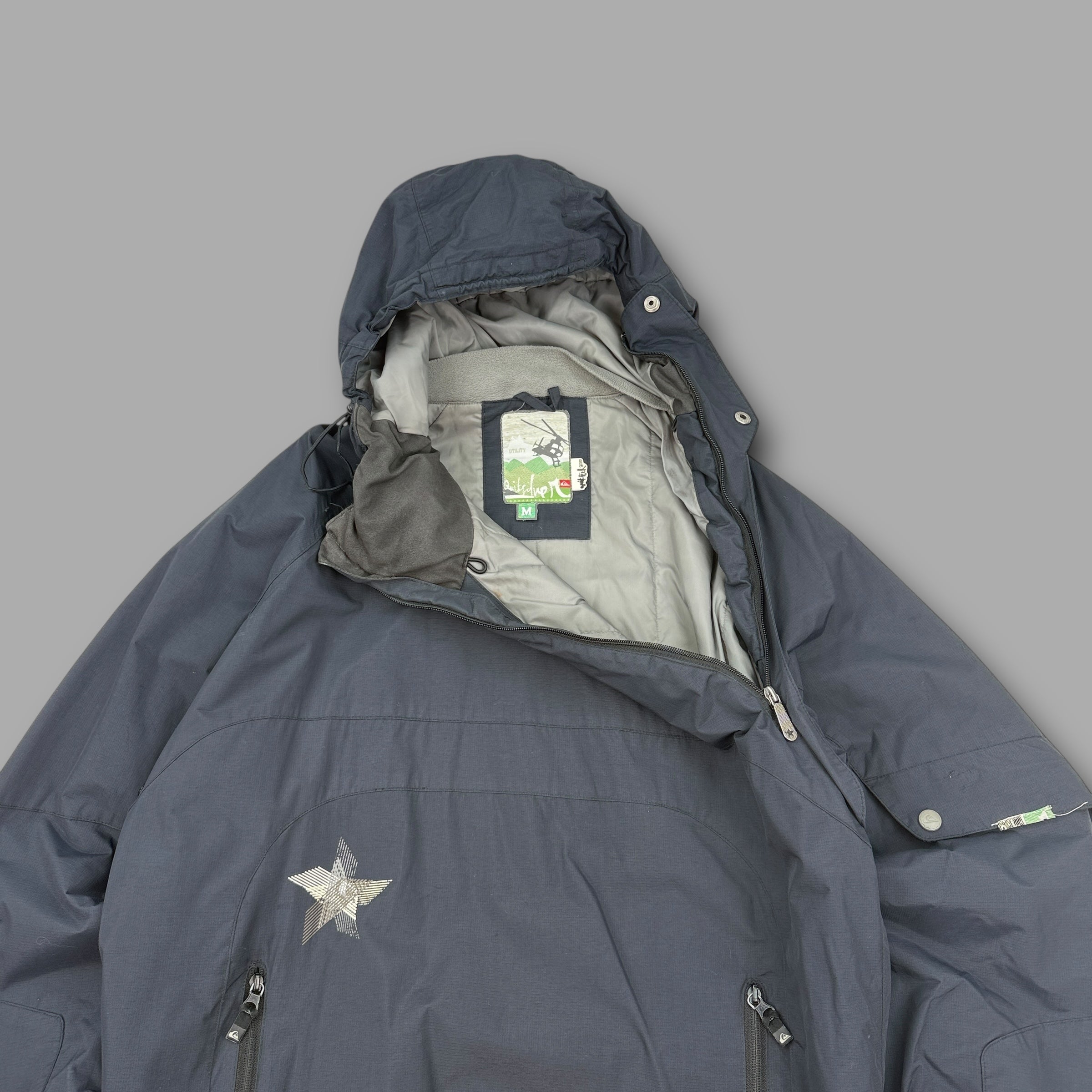 Quiksilver 2000's technical asymmetrical zip compass ski jacket (M)