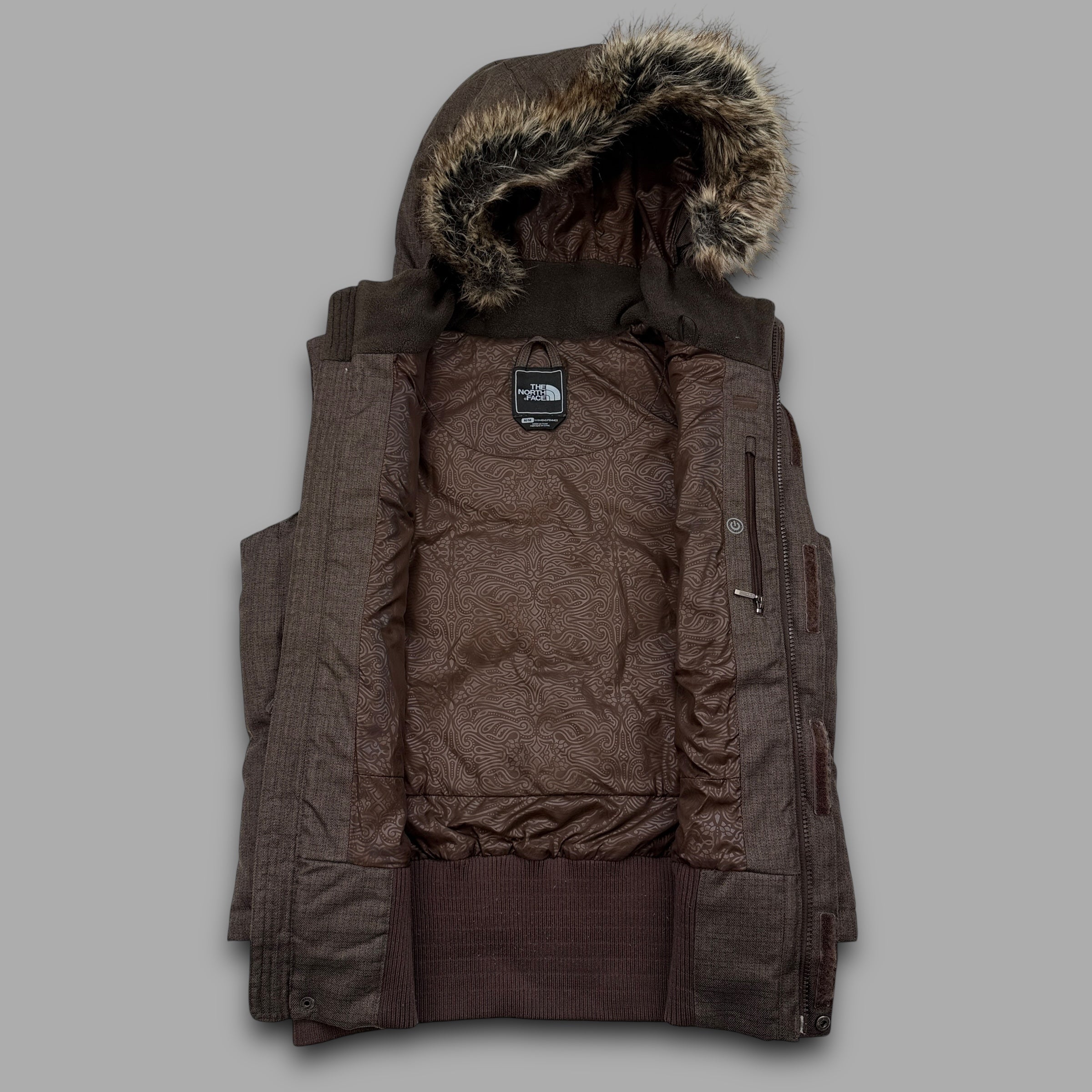 The north face 2007 prodigy technical fur hood downfilled gilet (M) wms