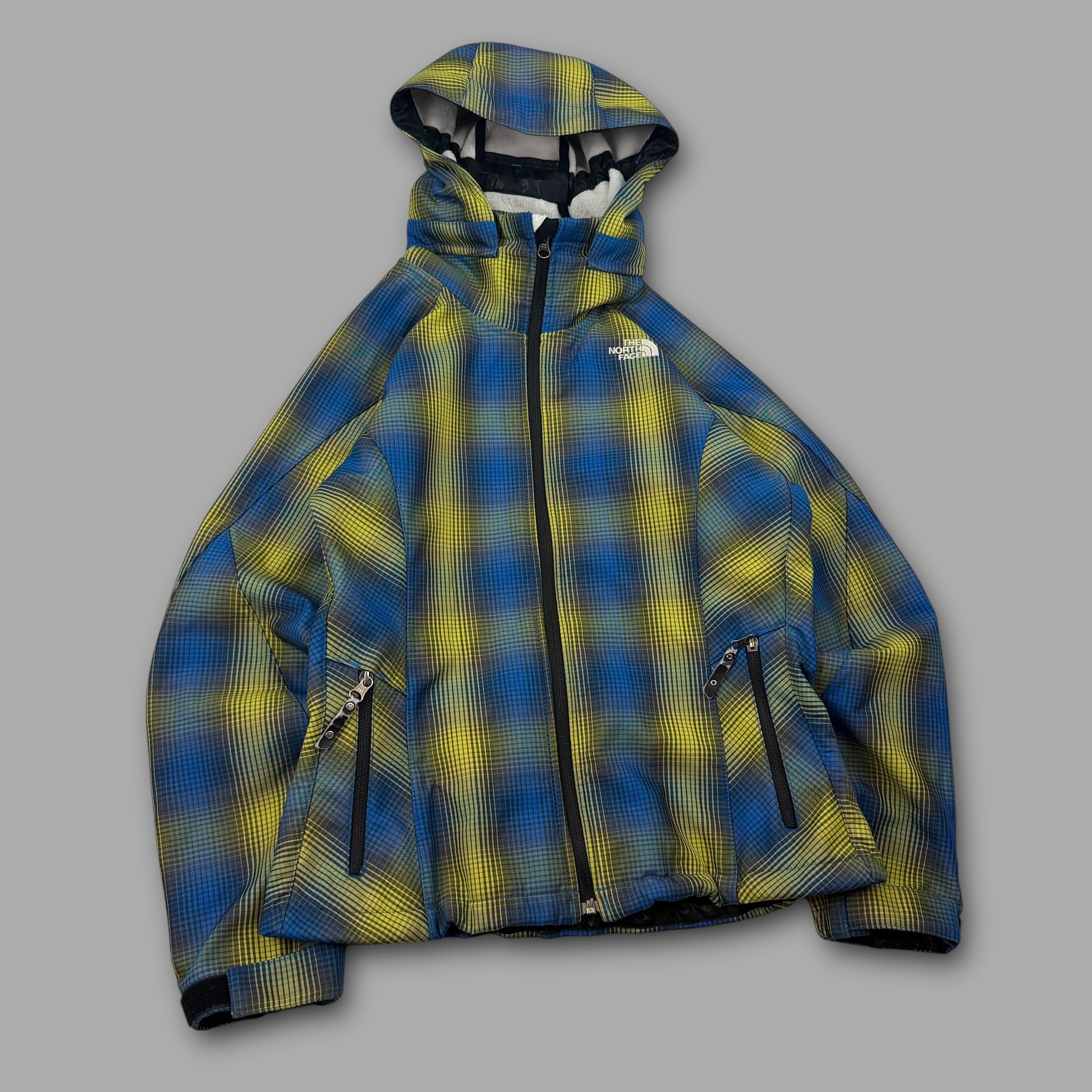 The north face 2005 technical plaid fleece lined softshell jacket (M) wms