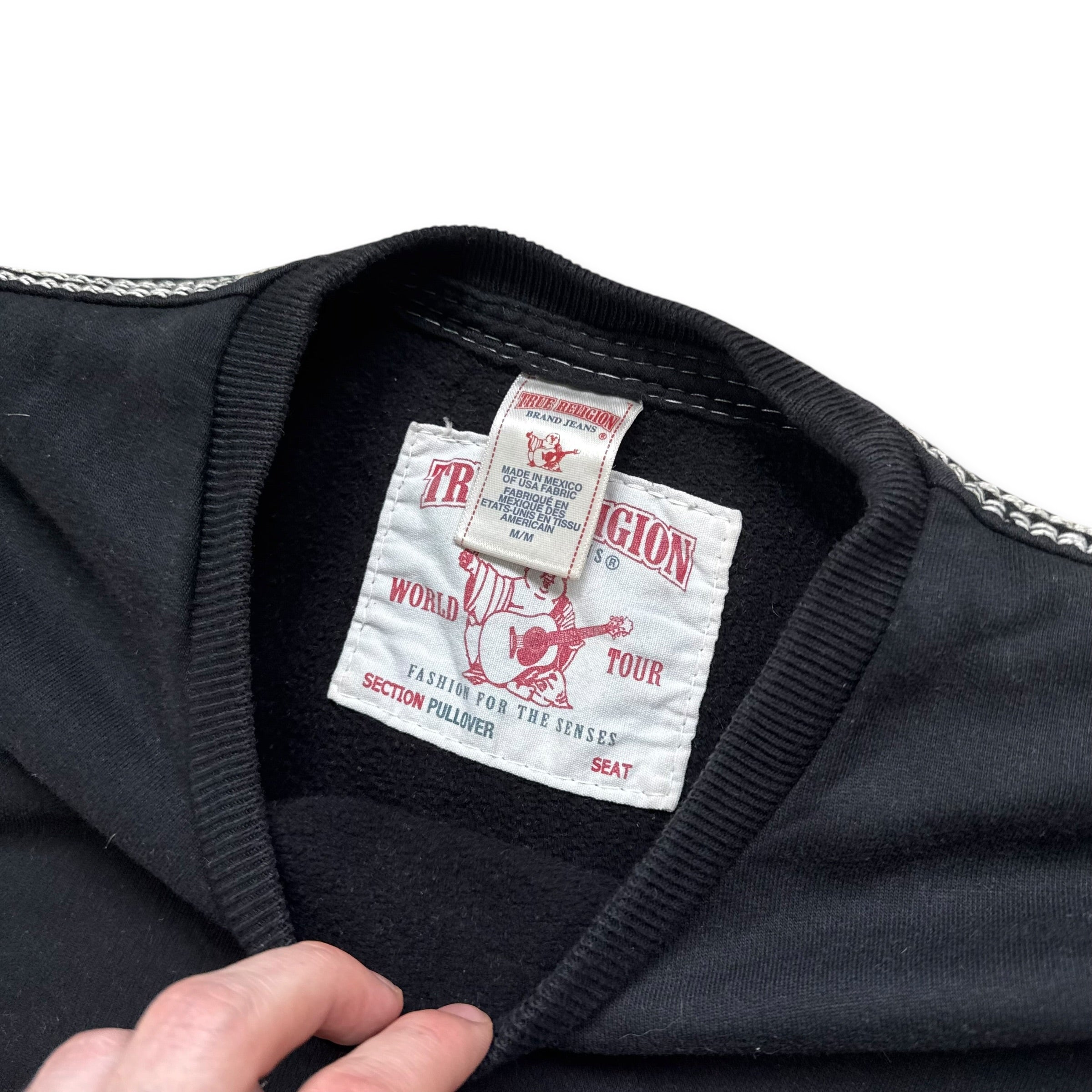 True religion 2000's contrast triple stitch pullover sweatshirt (M)