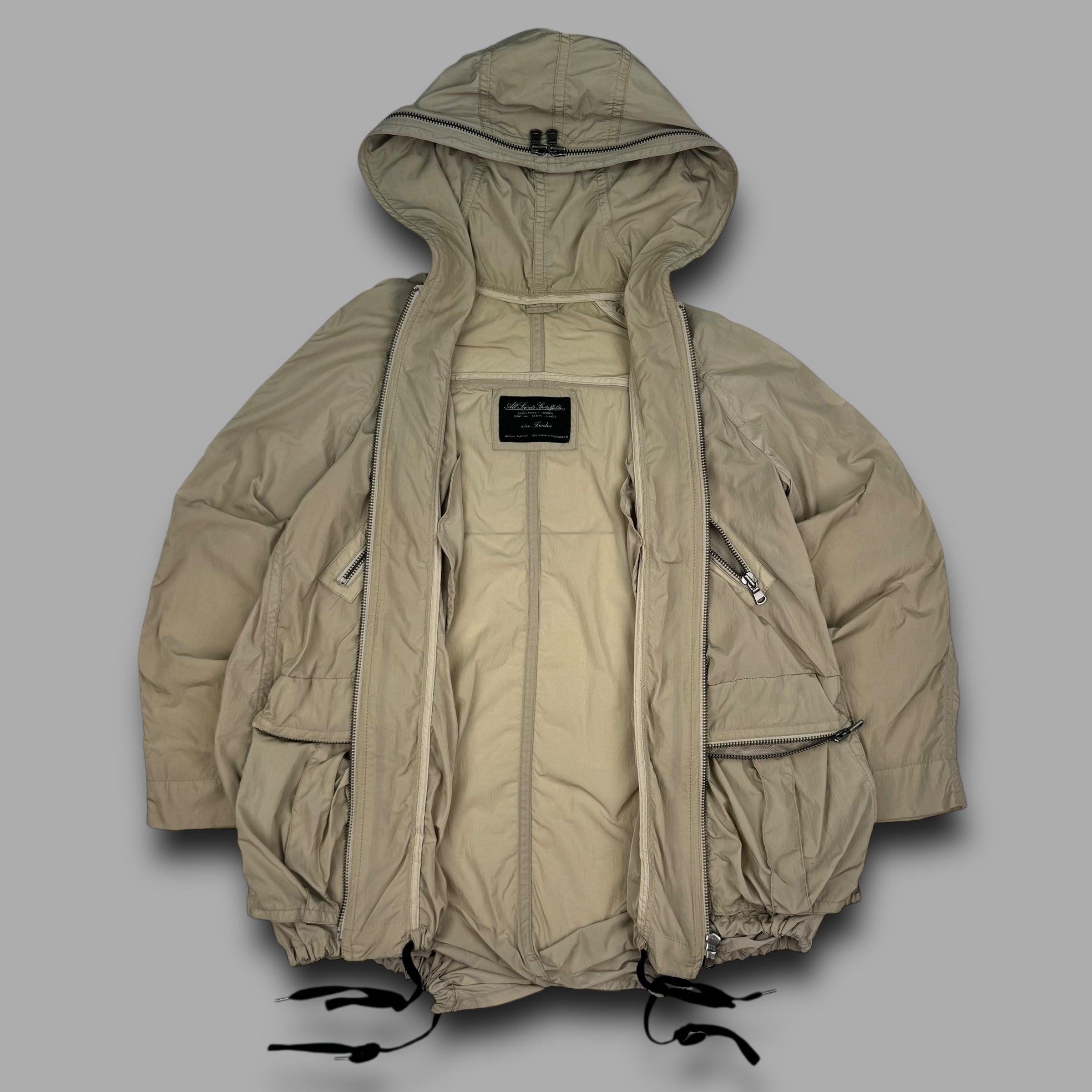 Allsaints 2000's technical triple zip lightweight parka jacket (M) wms