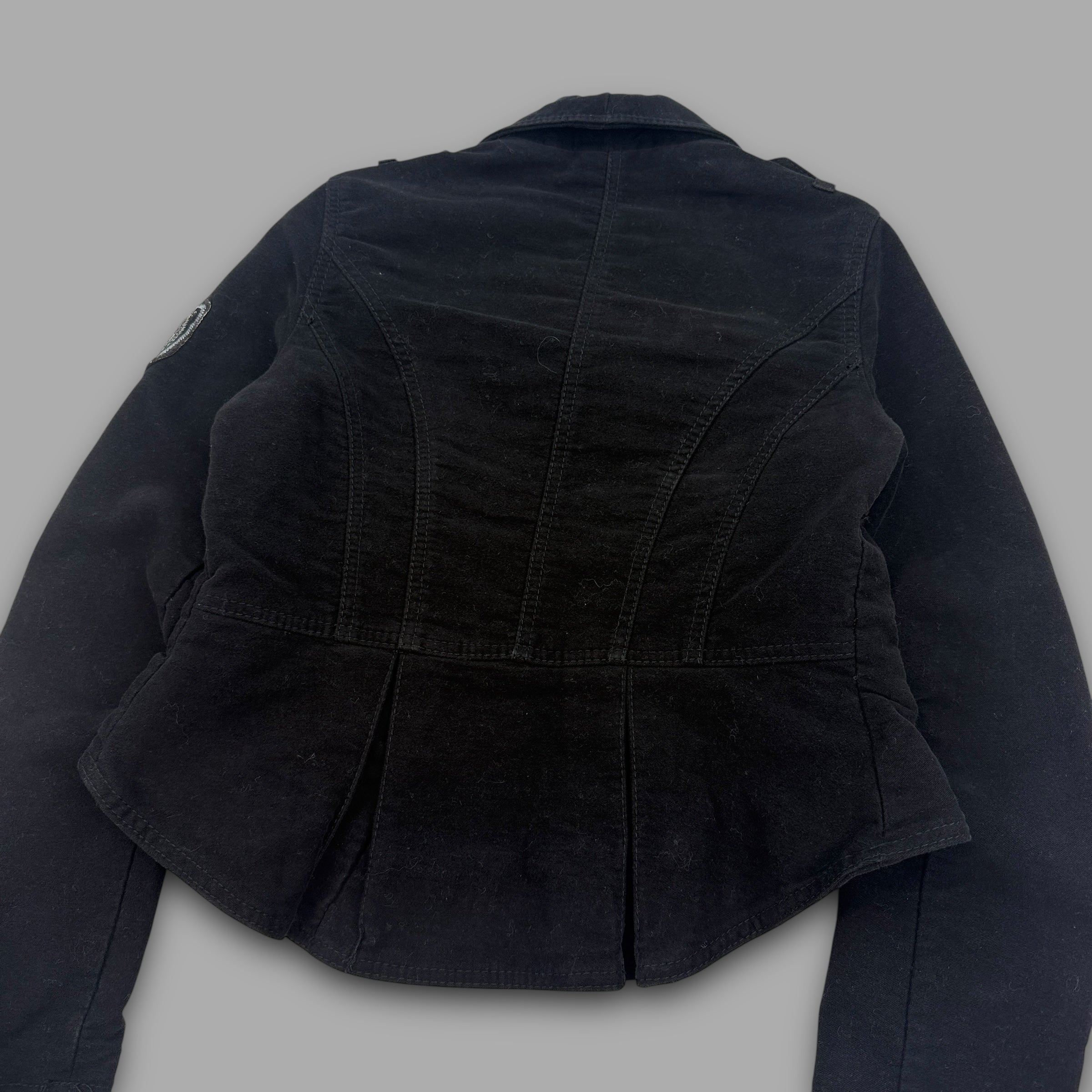 Pepe Jeans 2000's multi-pocketed velvety military jacket with metalic embroidery (XS) wms