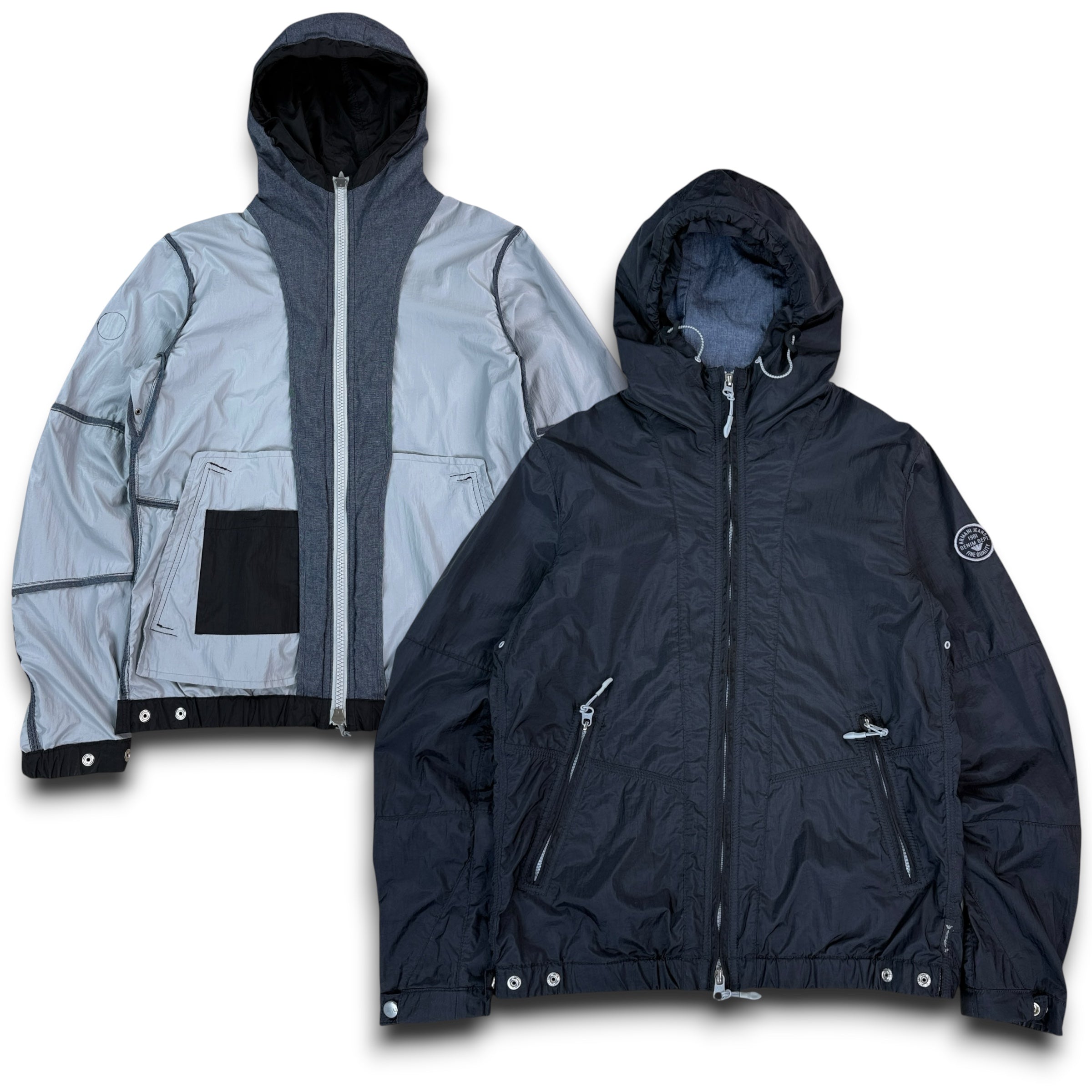 Armani jeans 2000's technical zip up nylon jacket (M)