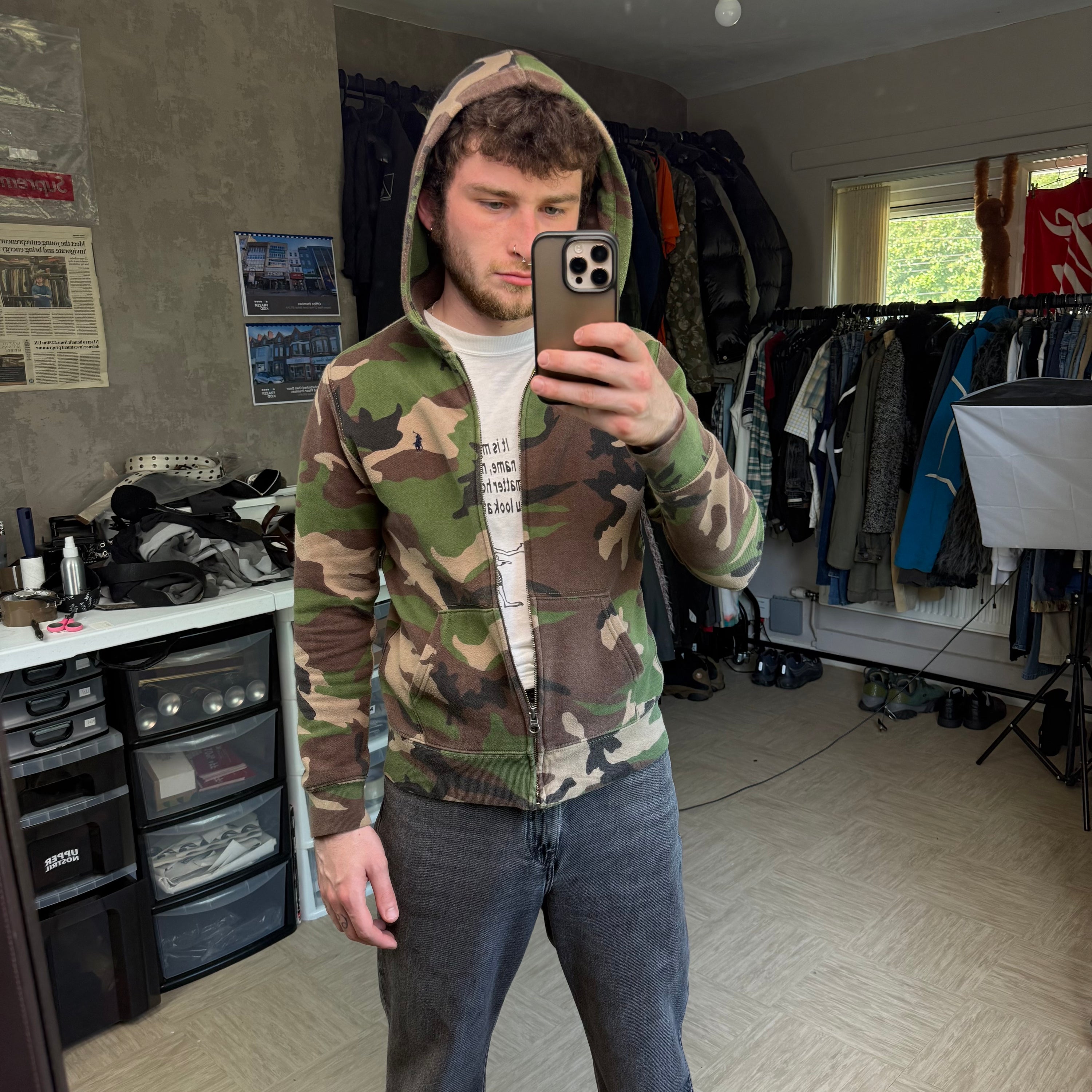 Ralph Lauren 2000's fitted zip up camo hoodie (XS)