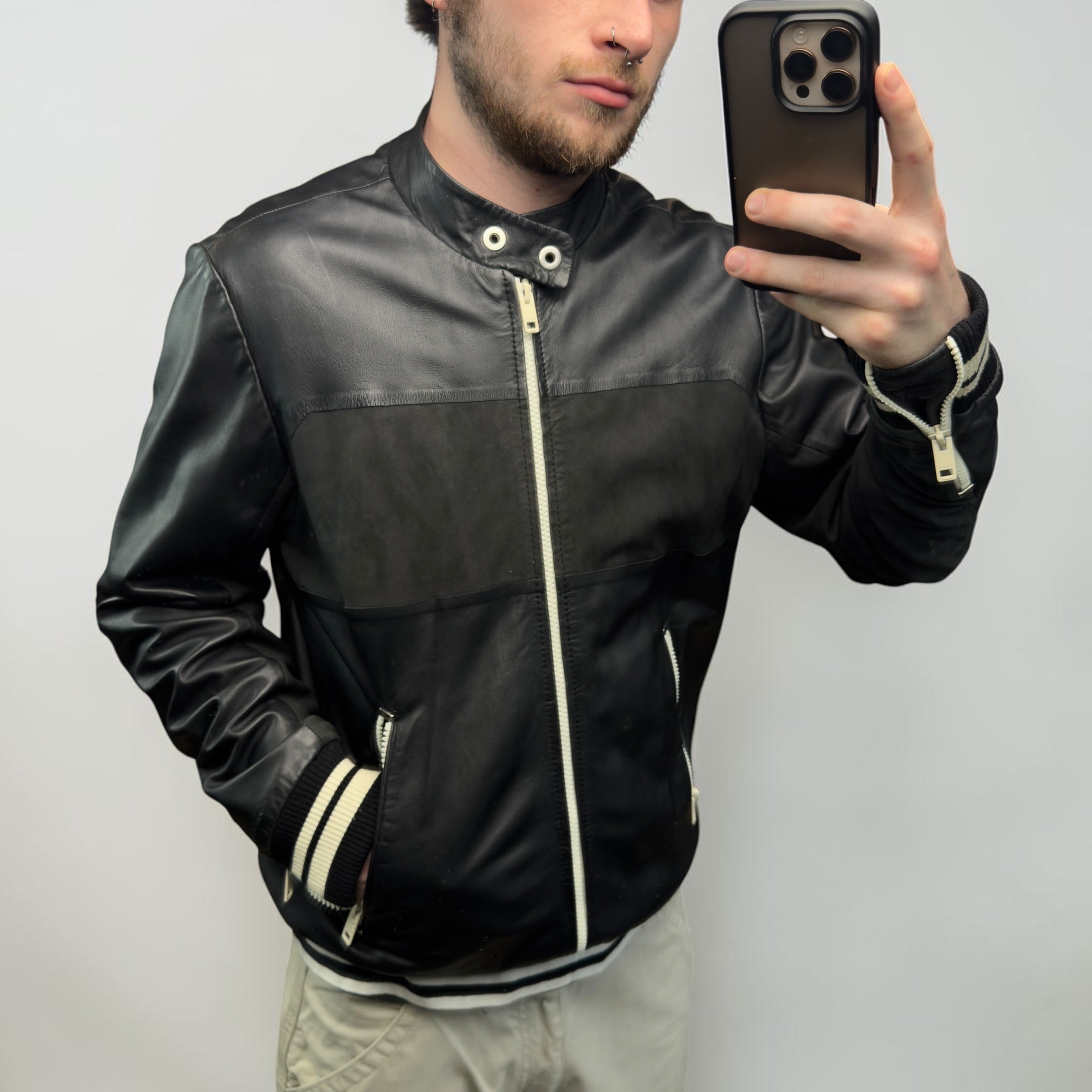 Diesel 2000's lamb skin leather zip up jacket (S)