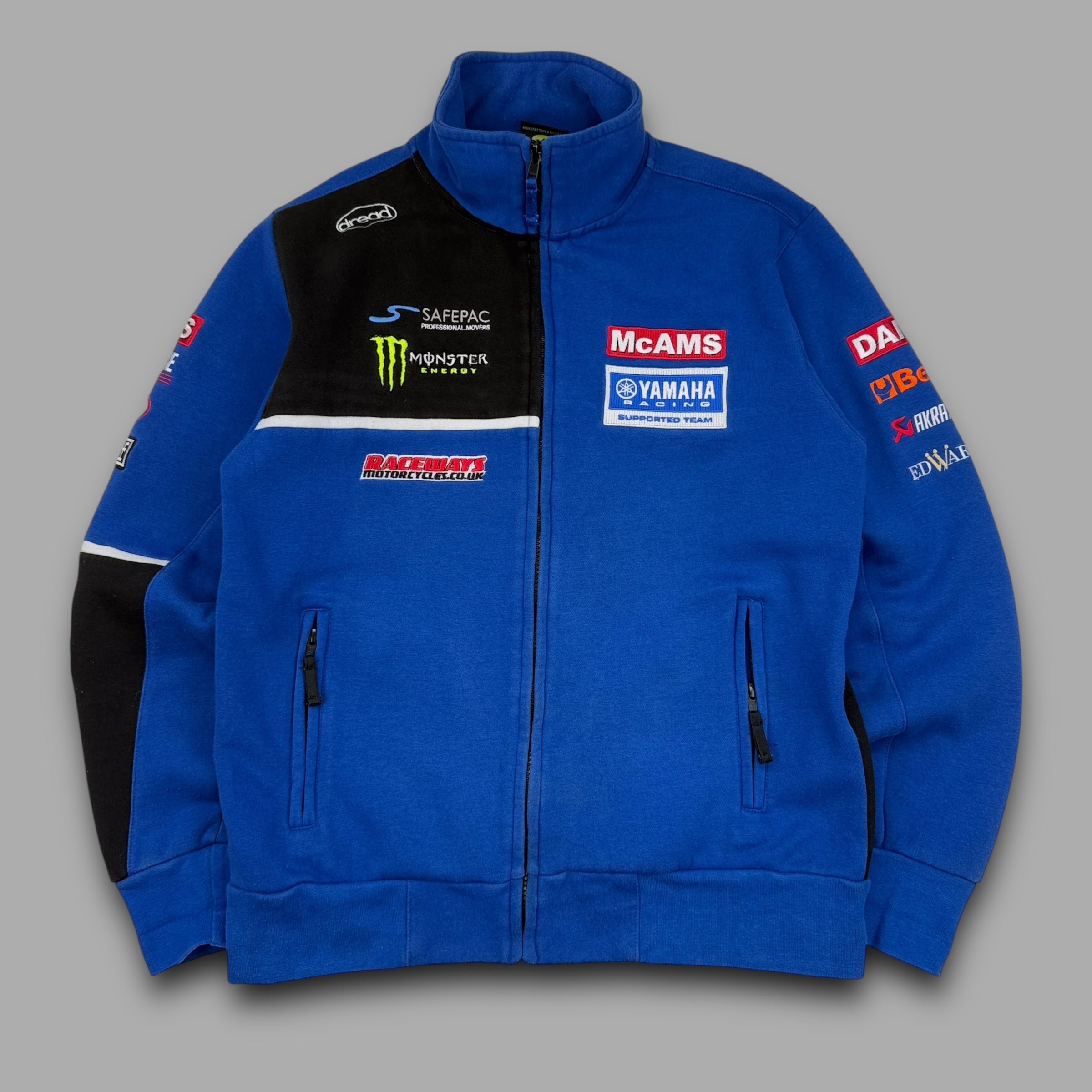 Yamaha x monster 2000's embroidered spellout graphic fleece jacket (M)