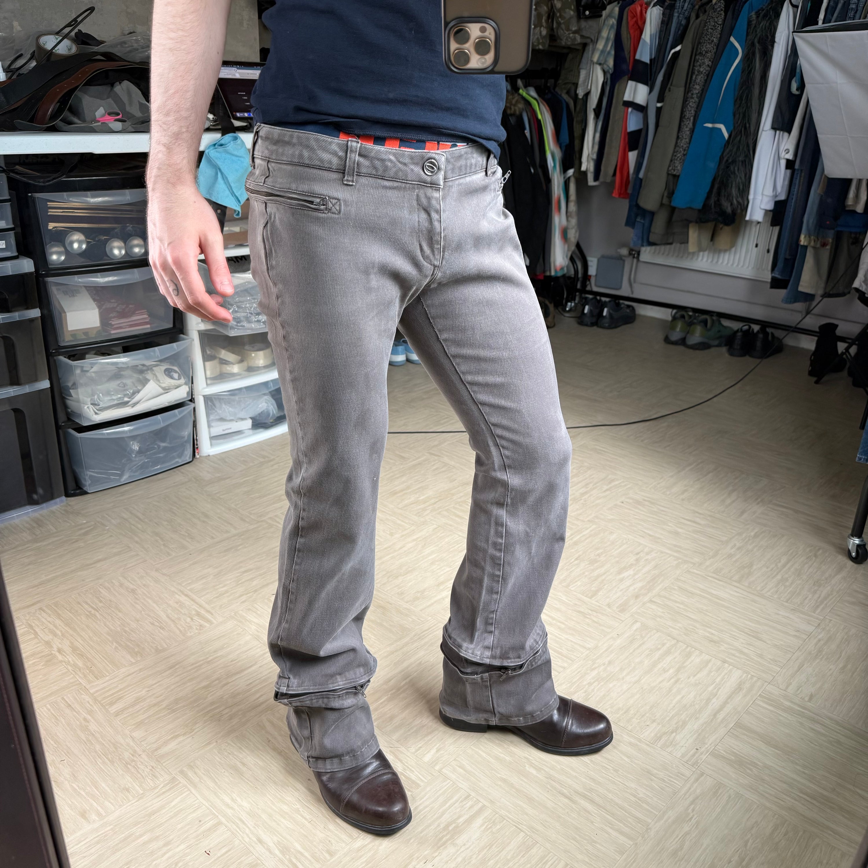 Oakley 2000's technical expandable zip off flare denim jeans (S)