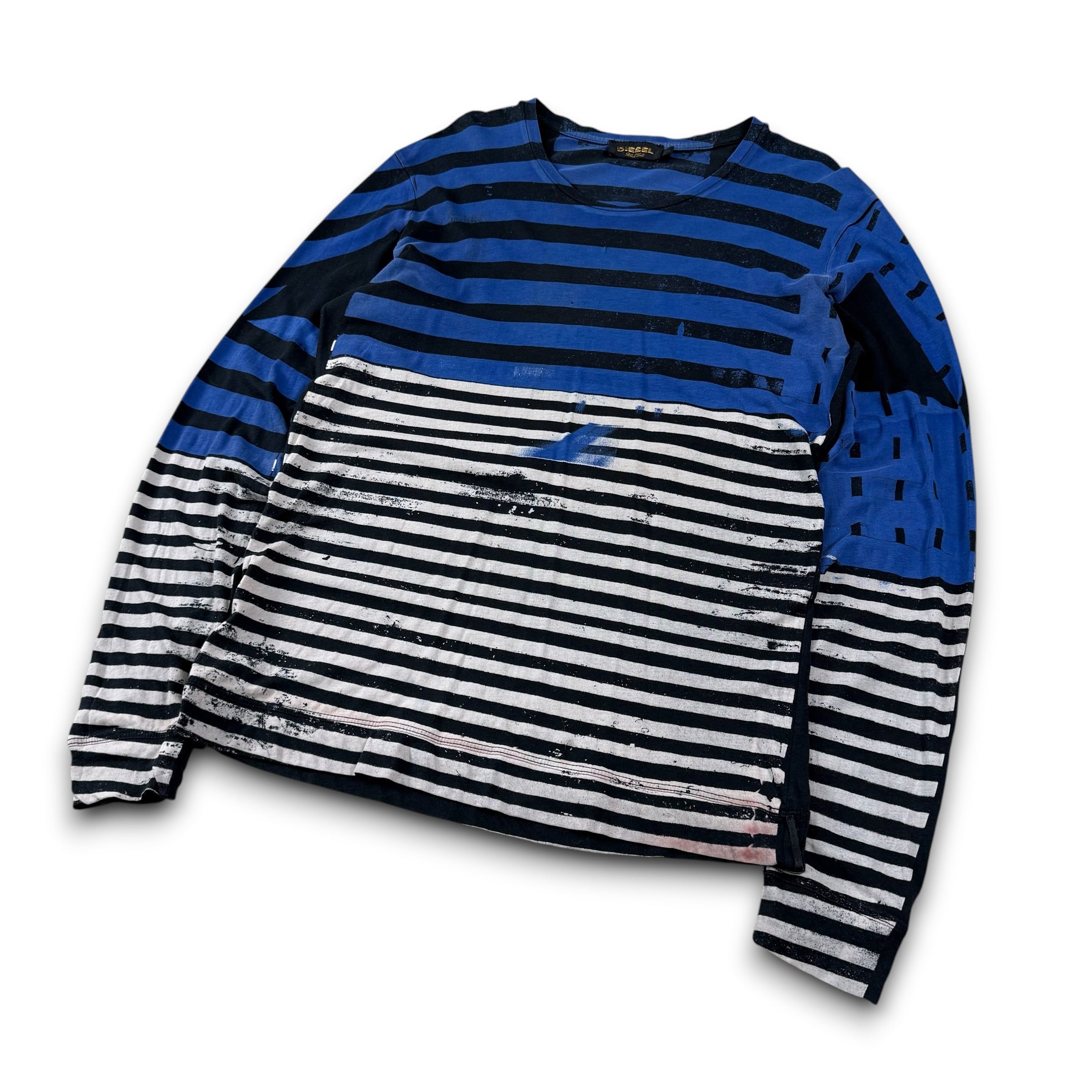 Diesel black label 2000's horizontal stripe fitted long sleeve (S)